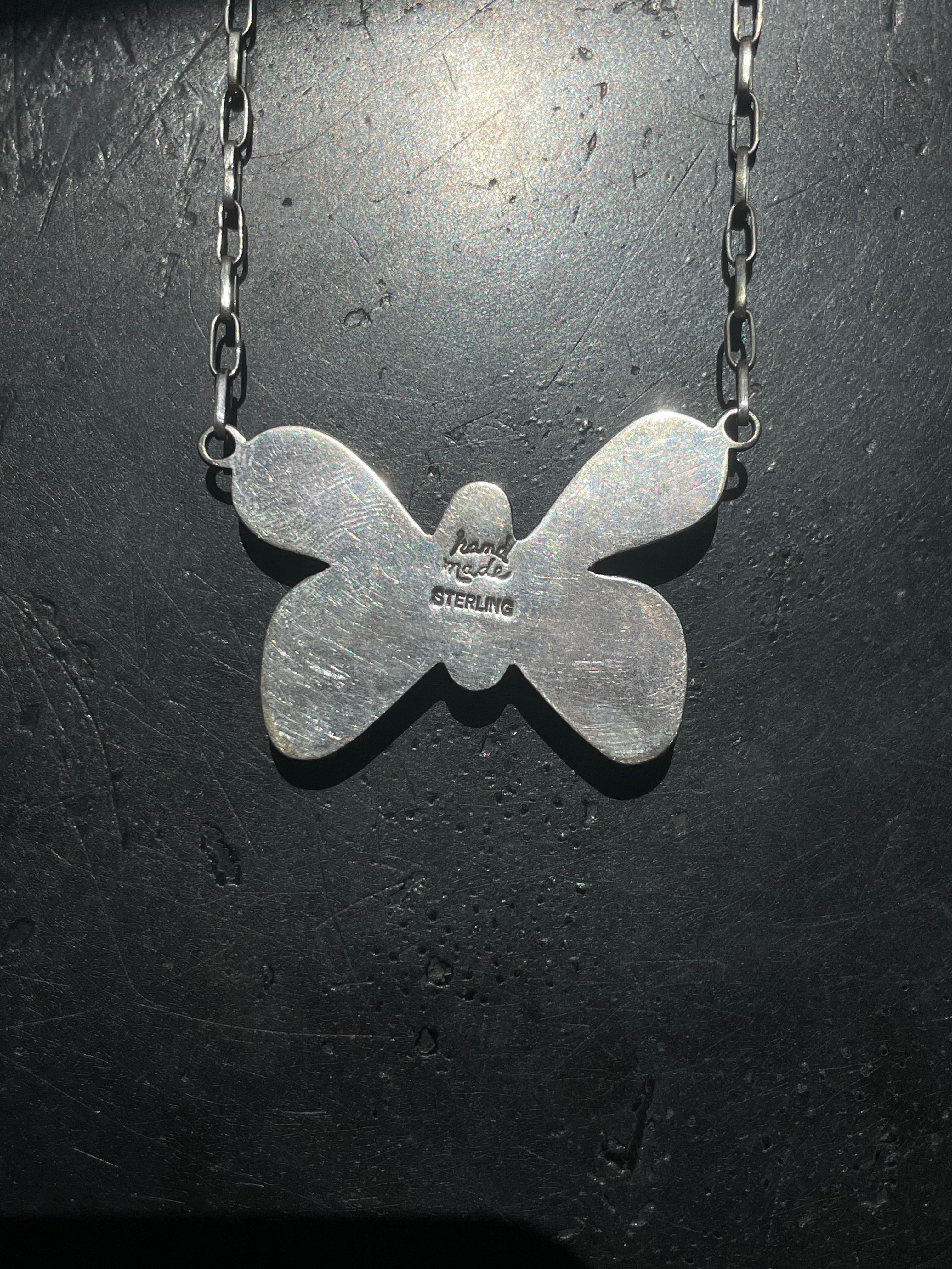 Kingman Turquoise Butterfly Necklace | Sterling Silver G419