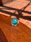 Turquoise Feather Ring | Sterling Silver | Size 6 | A647