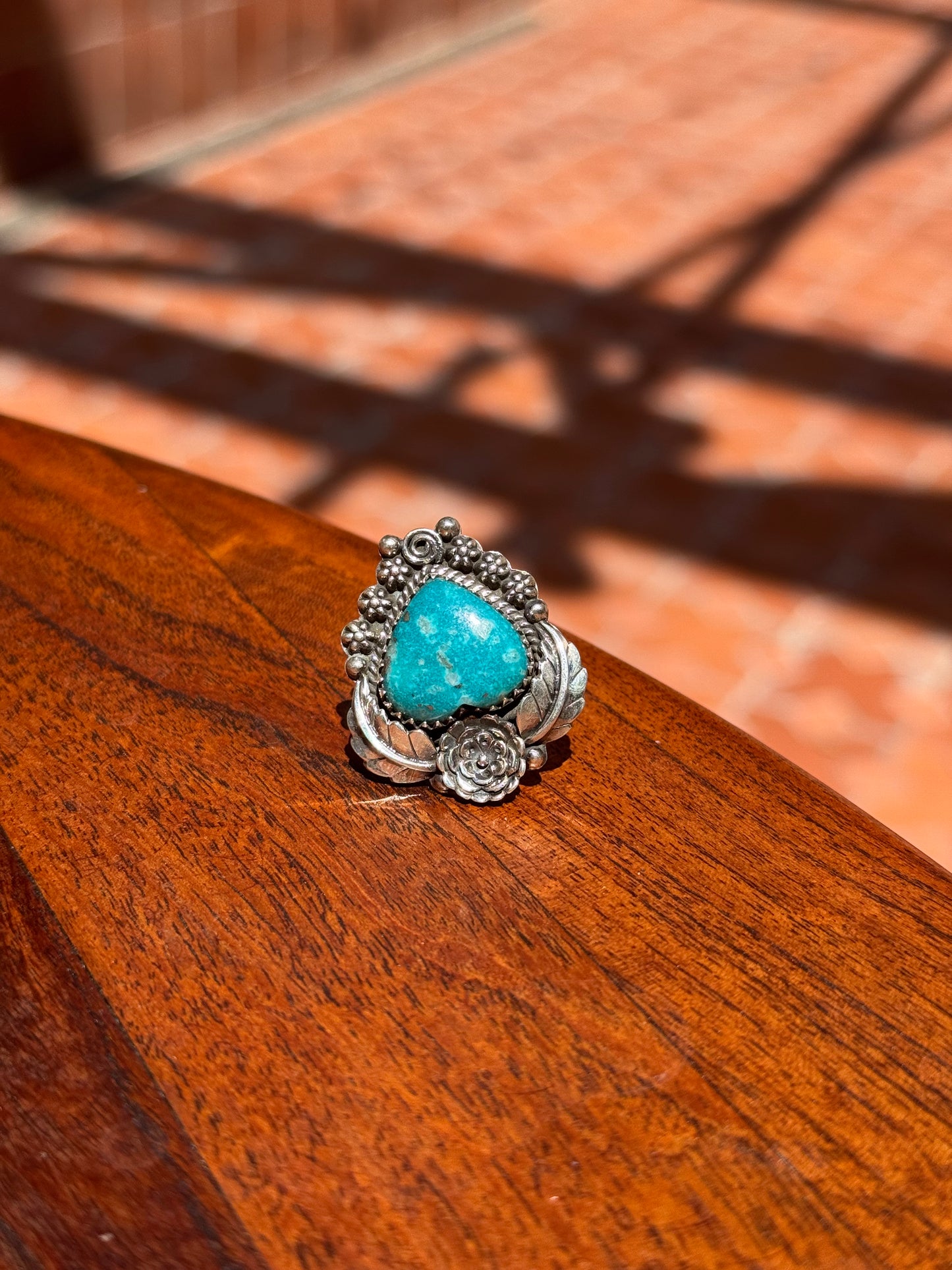 Turquoise Feather Ring | Sterling Silver | Size 6 | A647