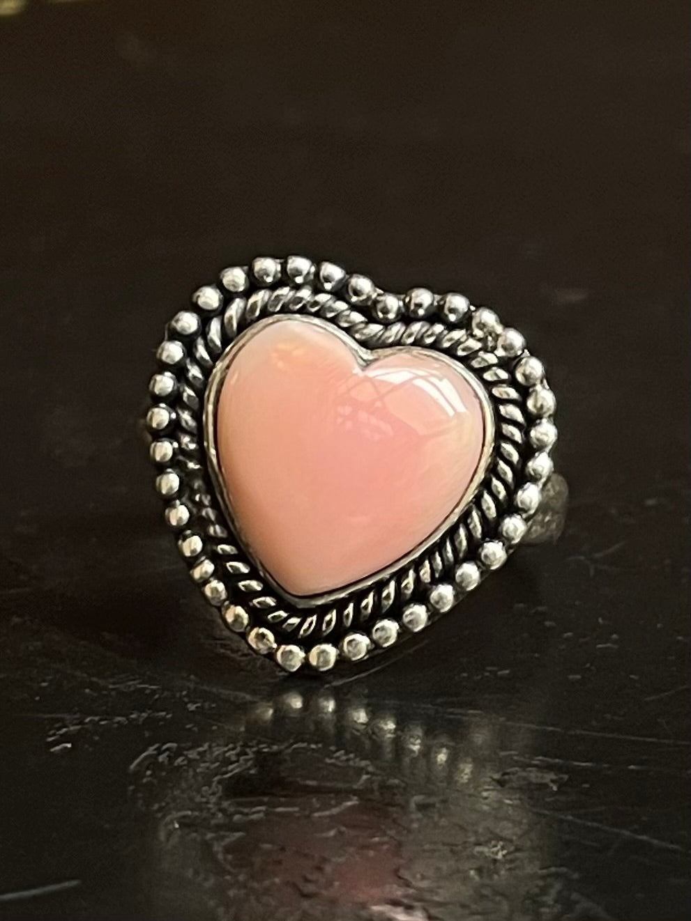 Pink Conch Heart Ring Size 9 | 925 Sterling Silver G130