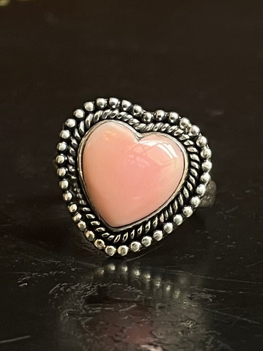 Pink Conch Heart Ring Size 9 | 925 Sterling Silver G130