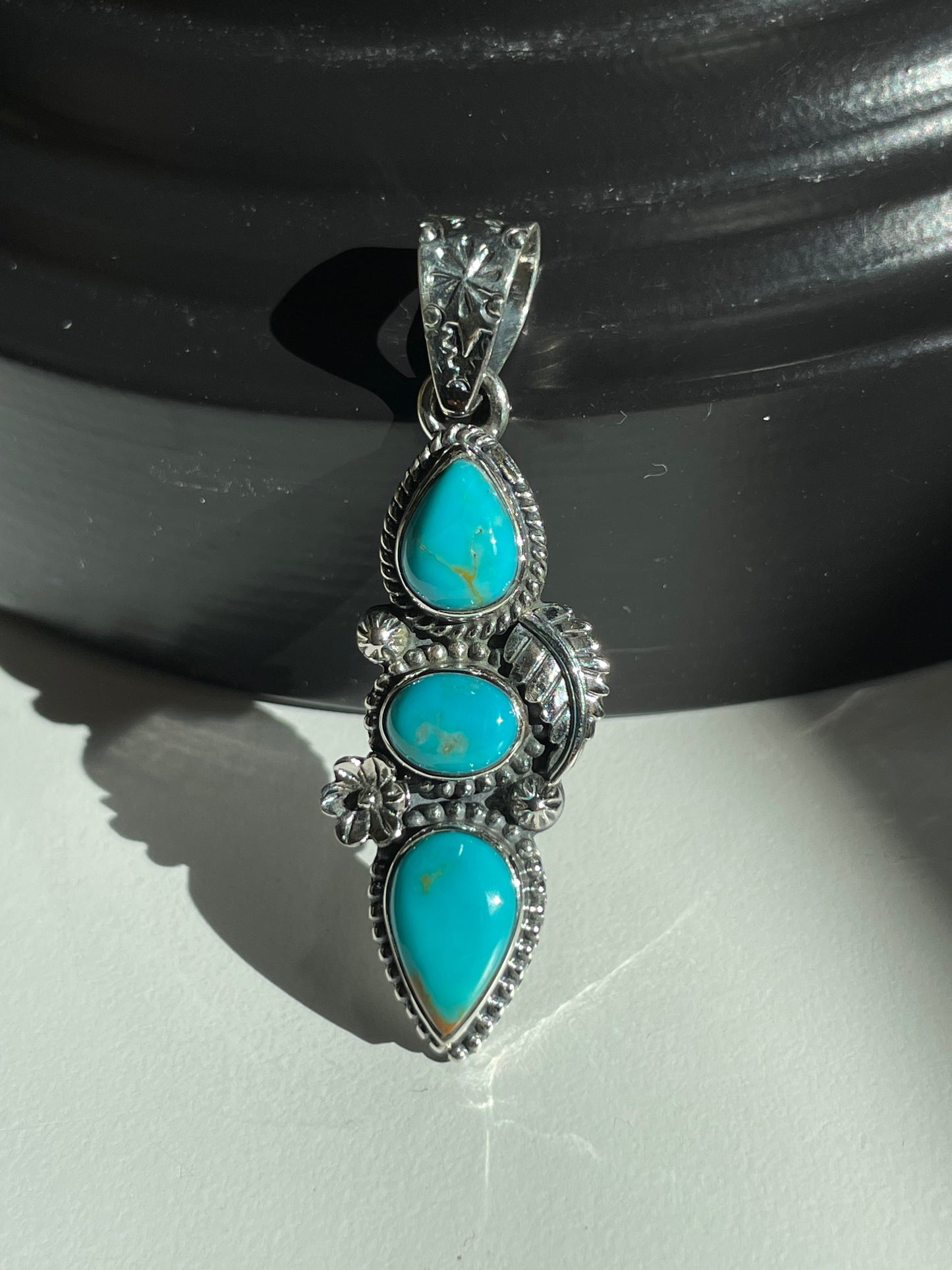 Turquoise 3 Stone Pendant | Sterling Silver 925 B845