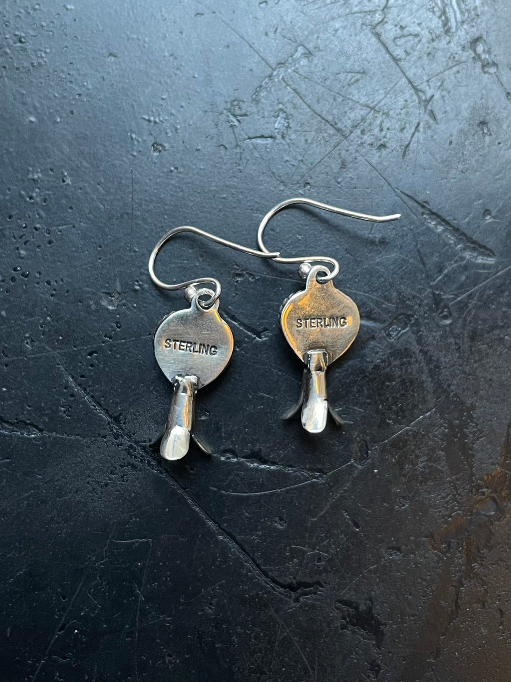 Pink Conch Squash Blossom Earrings | Heart Drop Hook E678