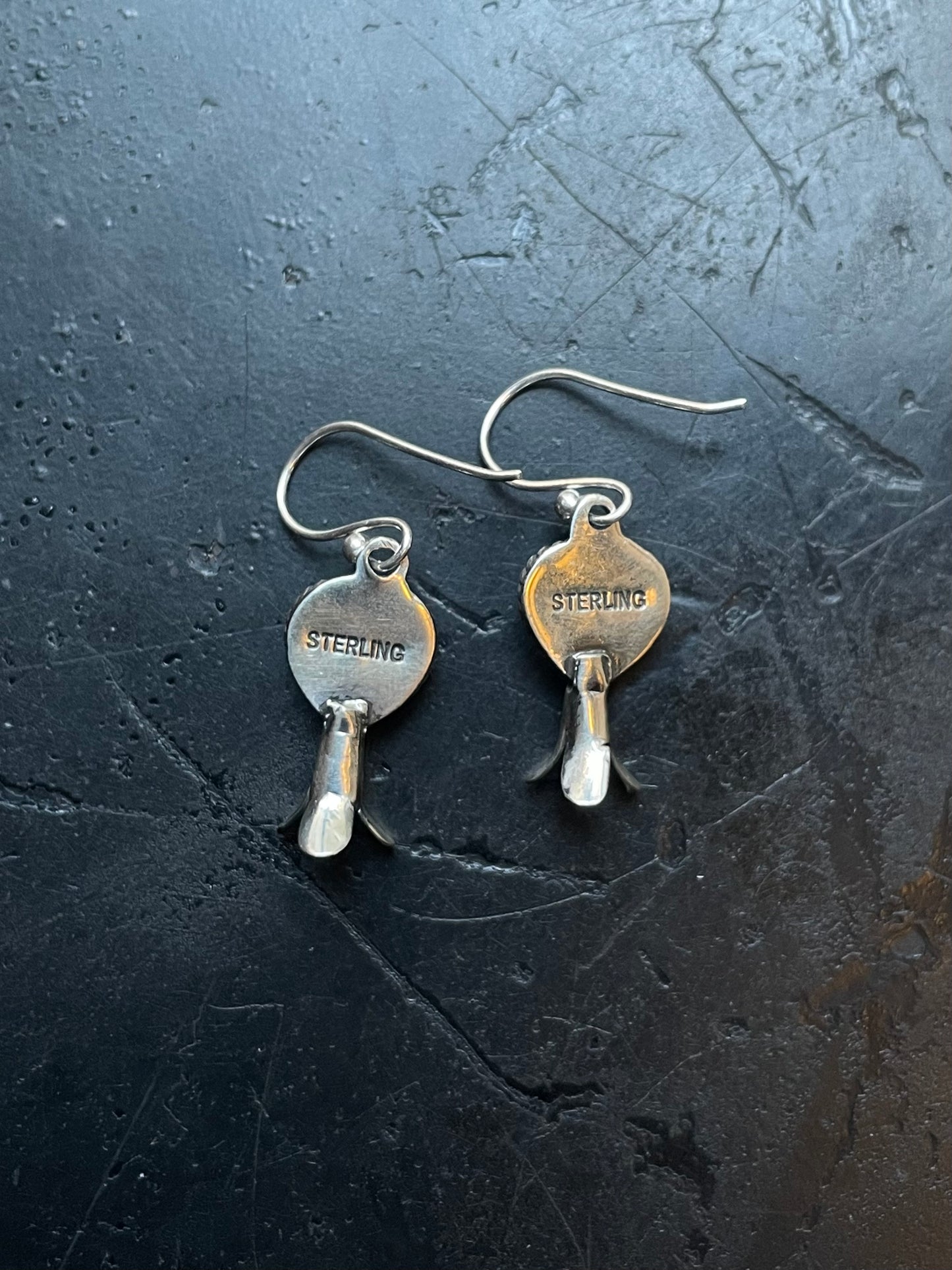 Pink Conch Squash Blossom Earrings | Heart Drop Hook E678