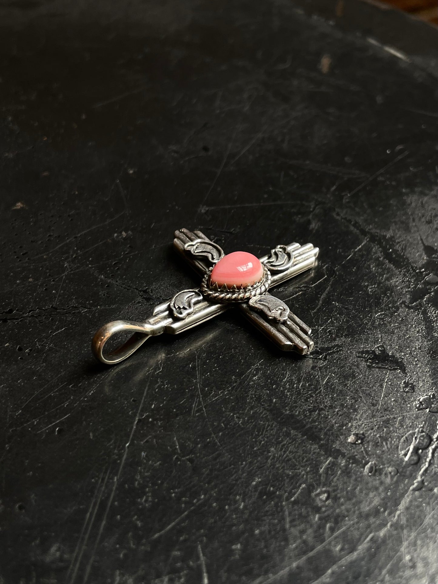 Pink Conch Cross Pendant | 925 Sterling Silver C966