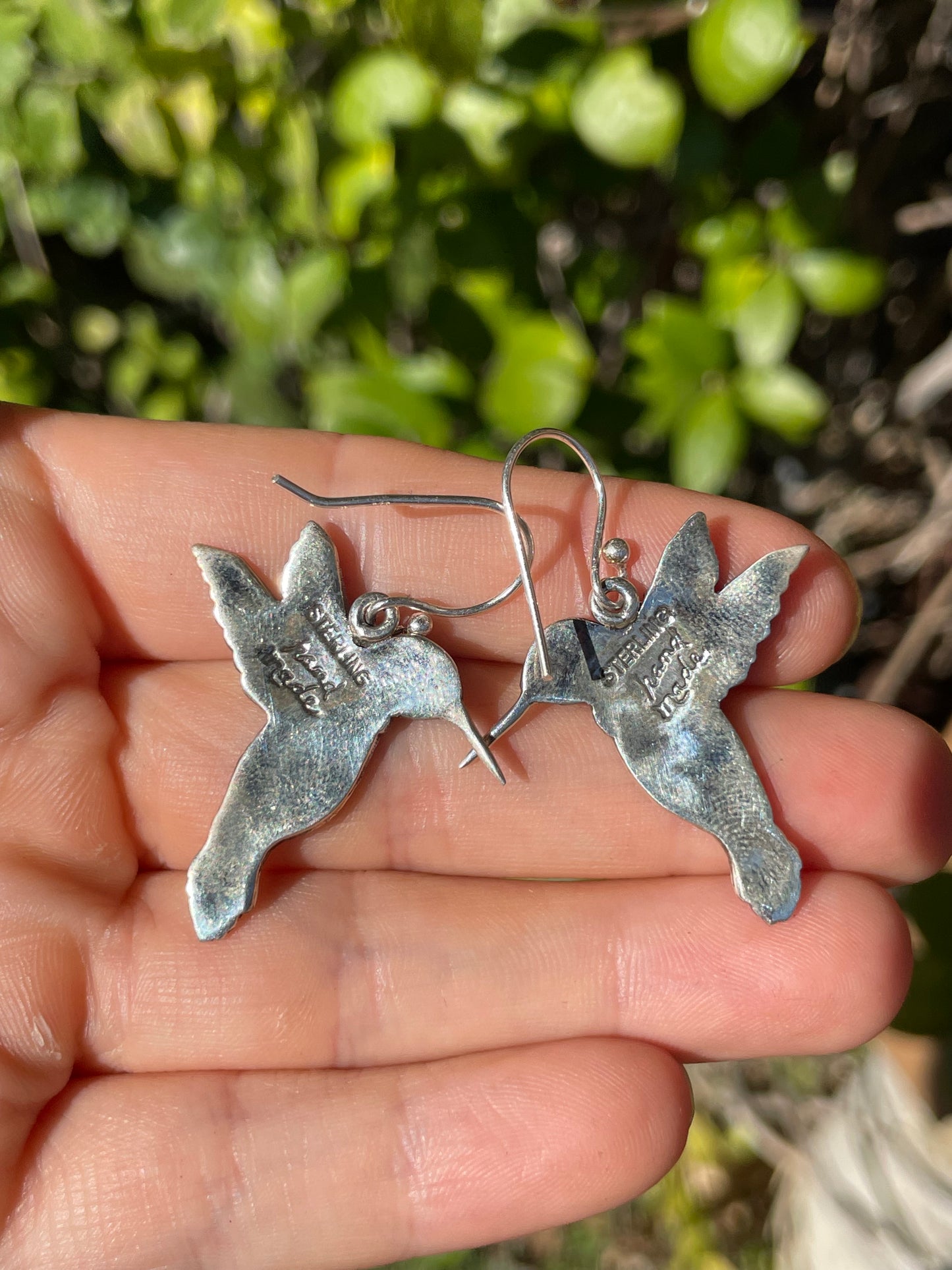 Kingman Turquoise Hummingbird Dangle Earrings | 925 Sterling Silver B910