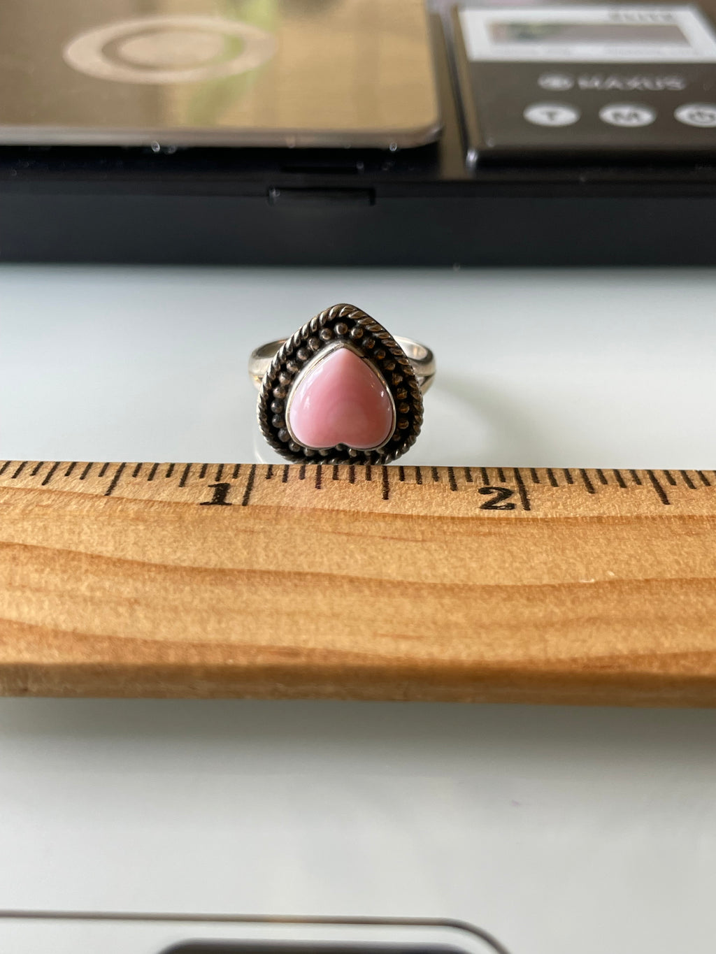 Pink Conch Heart Ring Size 7.5 | 925 Sterling Silver G146