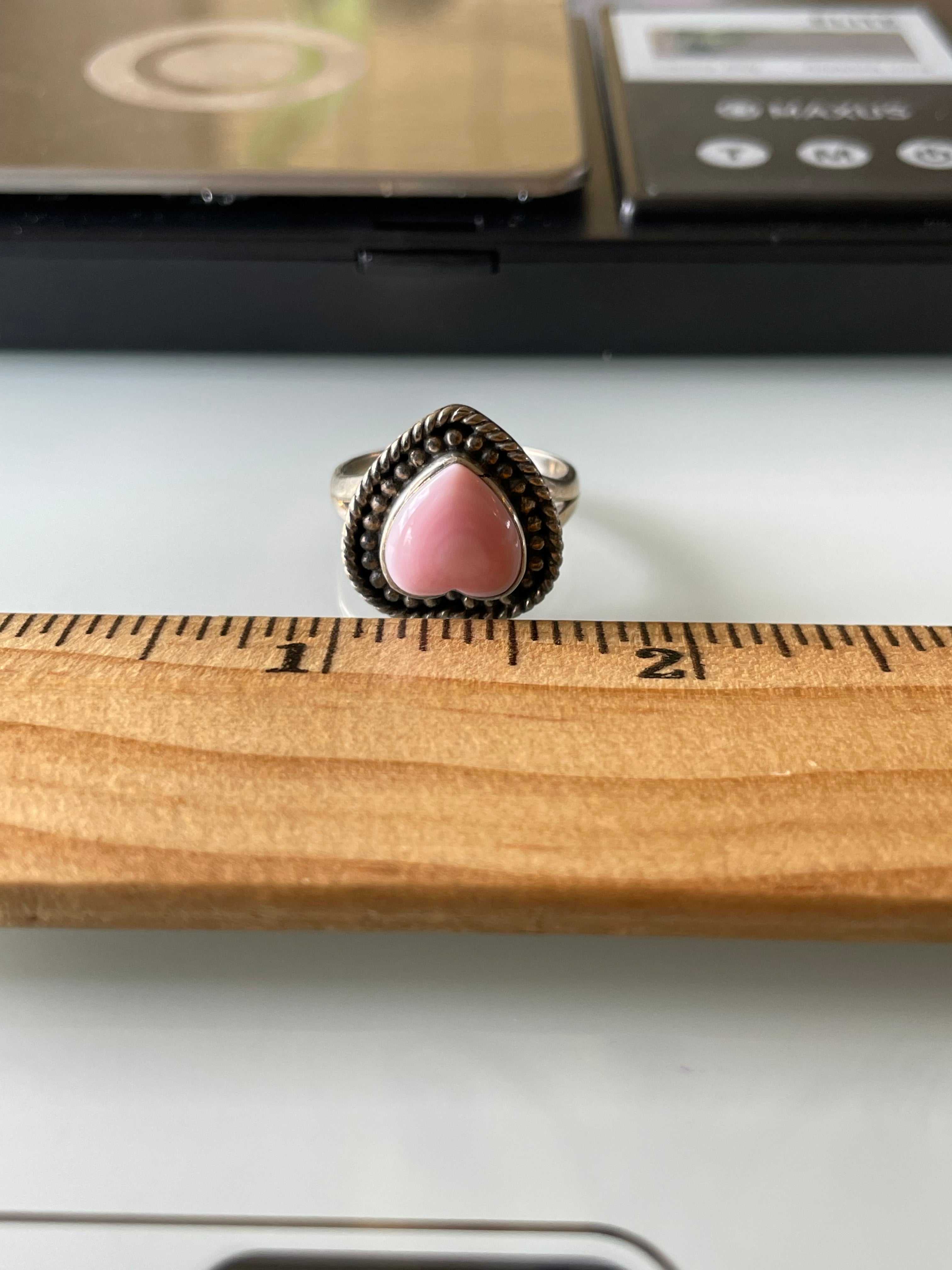 Pink Conch Heart Ring Size 7.5 | 925 Sterling Silver G146