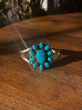 Kingman Turquoise Cluster Cuff Bracelet | 925 Sterling Silver C897