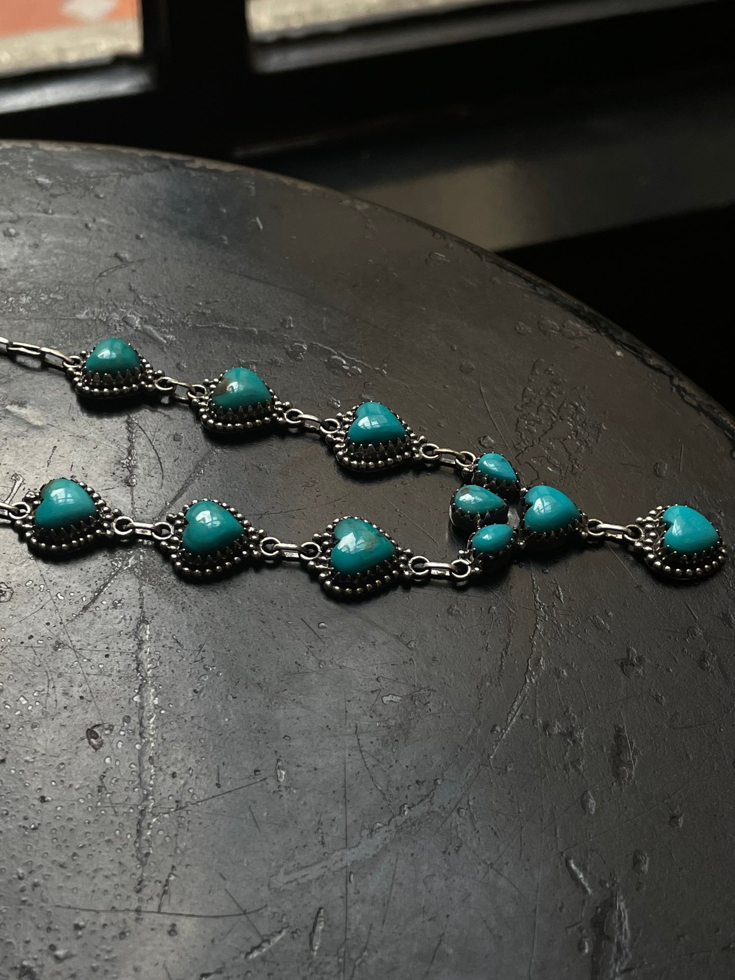 Kingman Turquoise Heart Lariat Necklace | 925 Sterling Silver G413