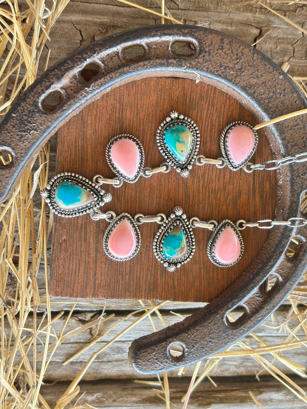 Kingman Turquoise & Pink Conch Necklace | 925 Sterling Silver Z21