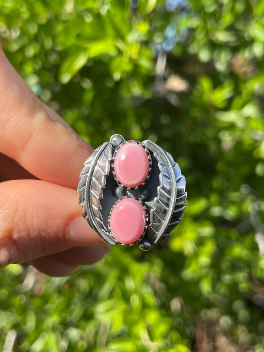 Pink Conch Feather Ring Size 8 | 925 Sterling Silver B580