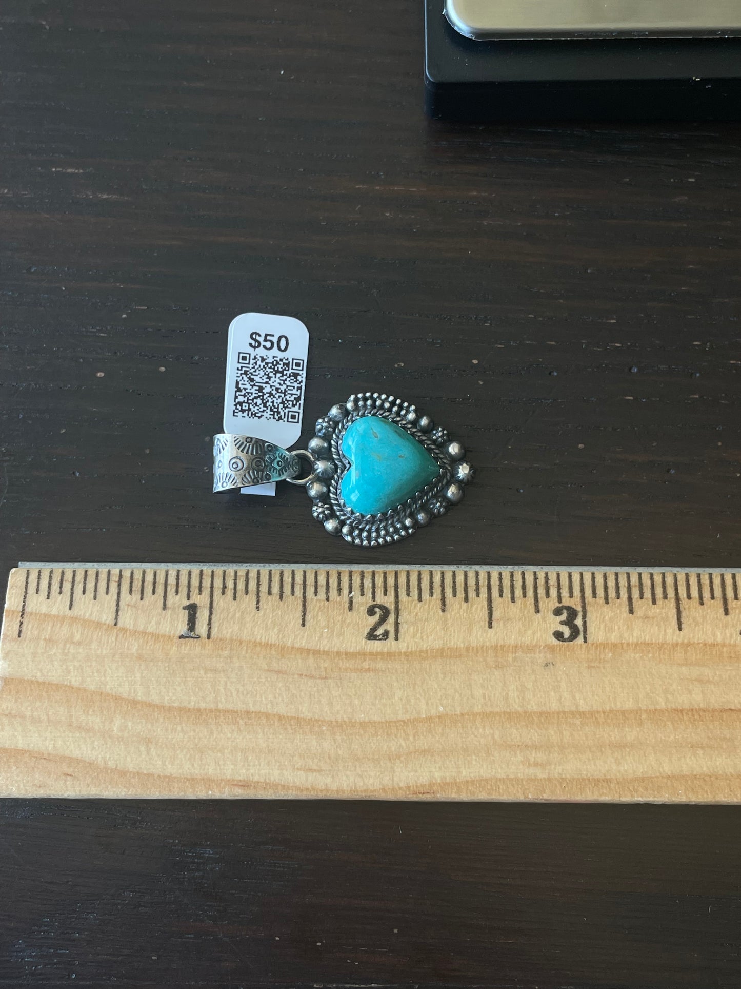 Kingman Turquoise Heart Pendant | Sterling Silver | A658