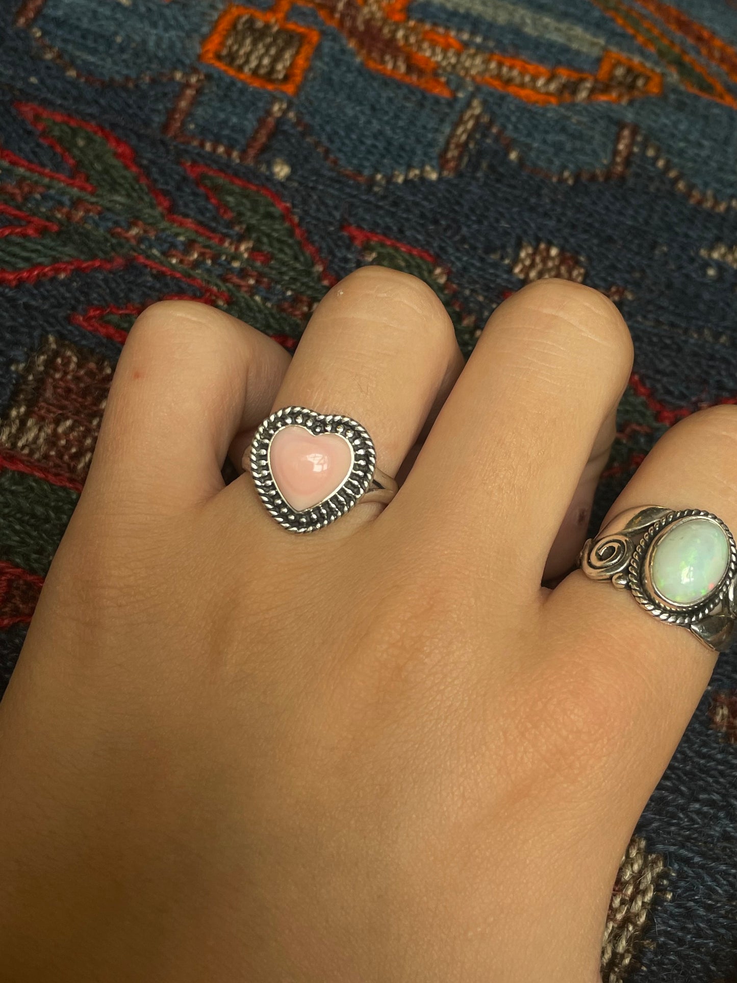 Pink Conch Heart Ring Size 9 | 925 Sterling Silver G120