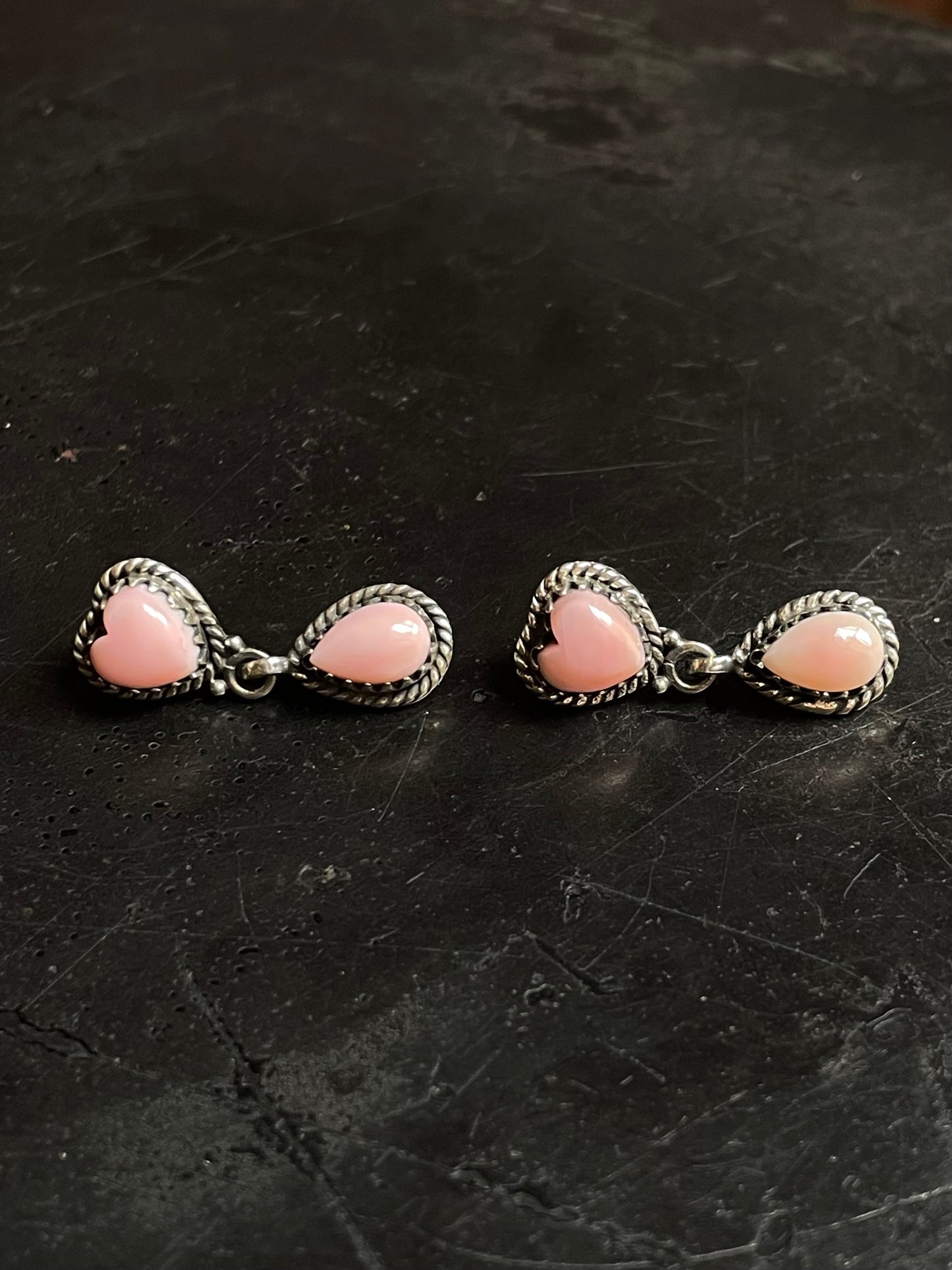 Pink Conch Heart Stud Earrings | 925 Sterling Silver E797