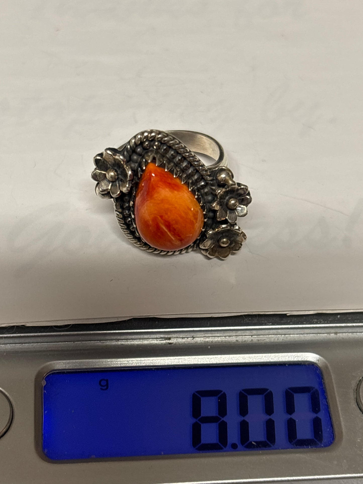 Spiny Oyster Floral Ring Size 7 | 925 Sterling Silver C887