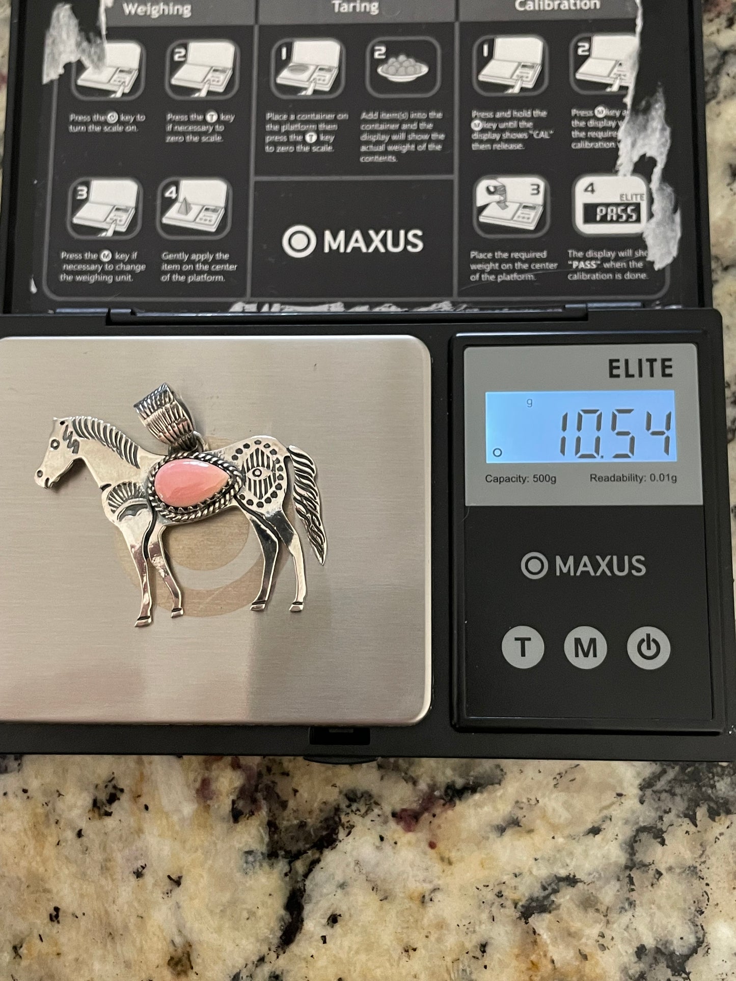 Pink Conch Horse Pendant | 925 Sterling Silver E261