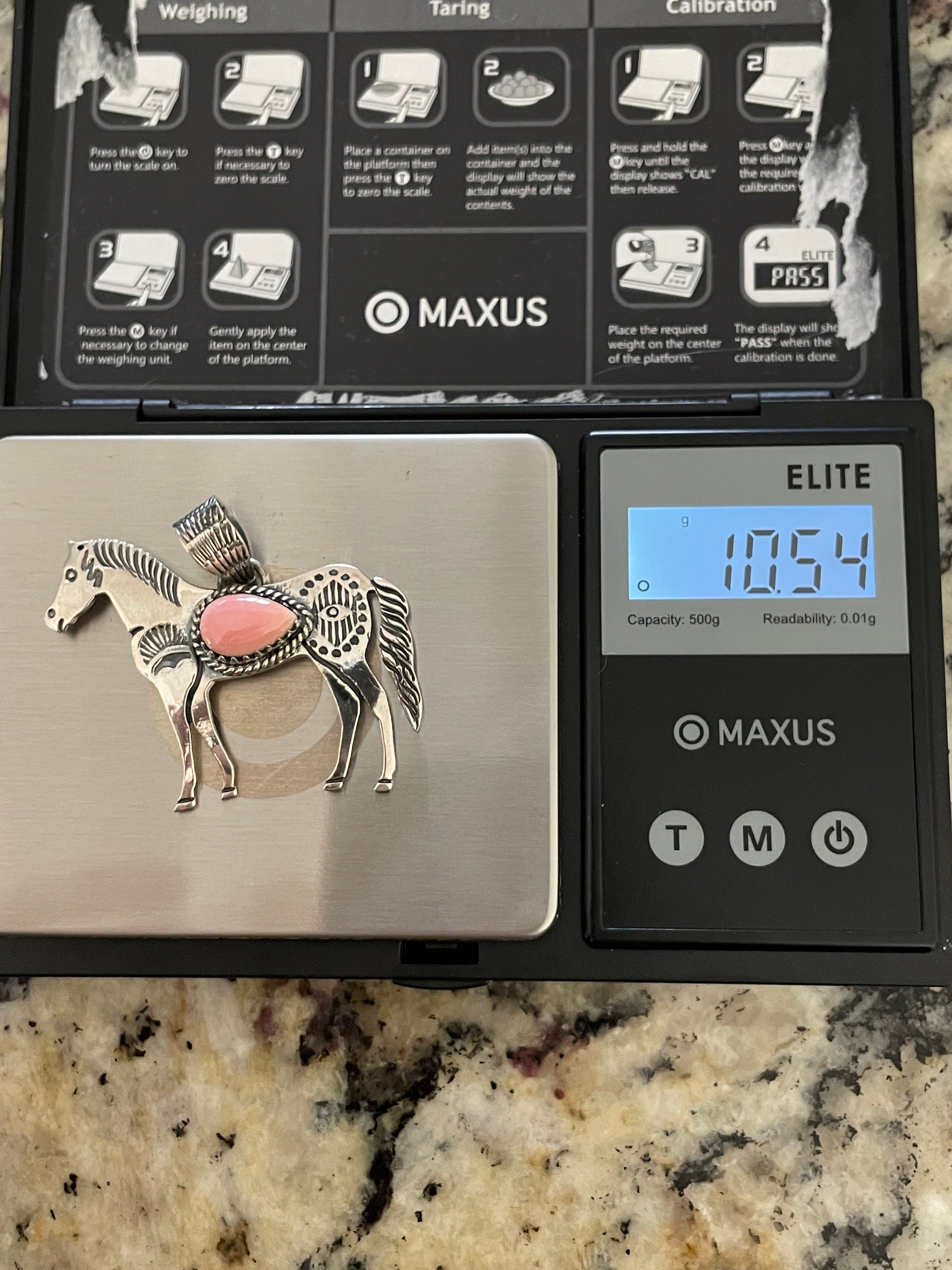 Pink Conch Horse Pendant | 925 Sterling Silver E261