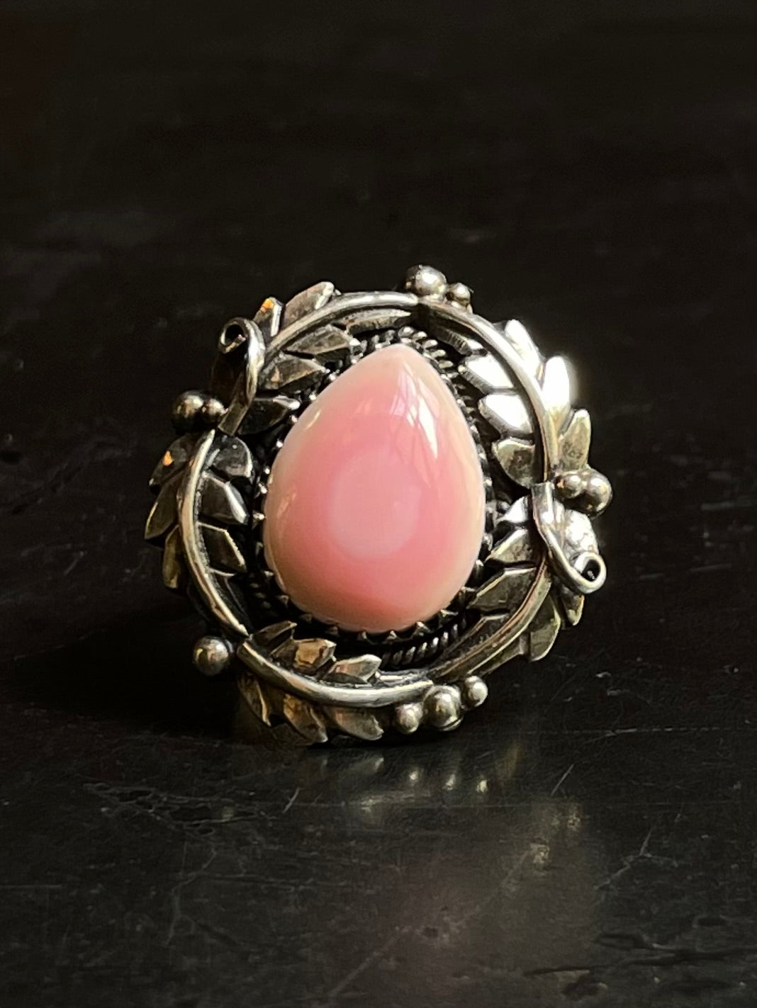 Pink Conch Tear Drop Ring Size 6 | Sterling Silver E903