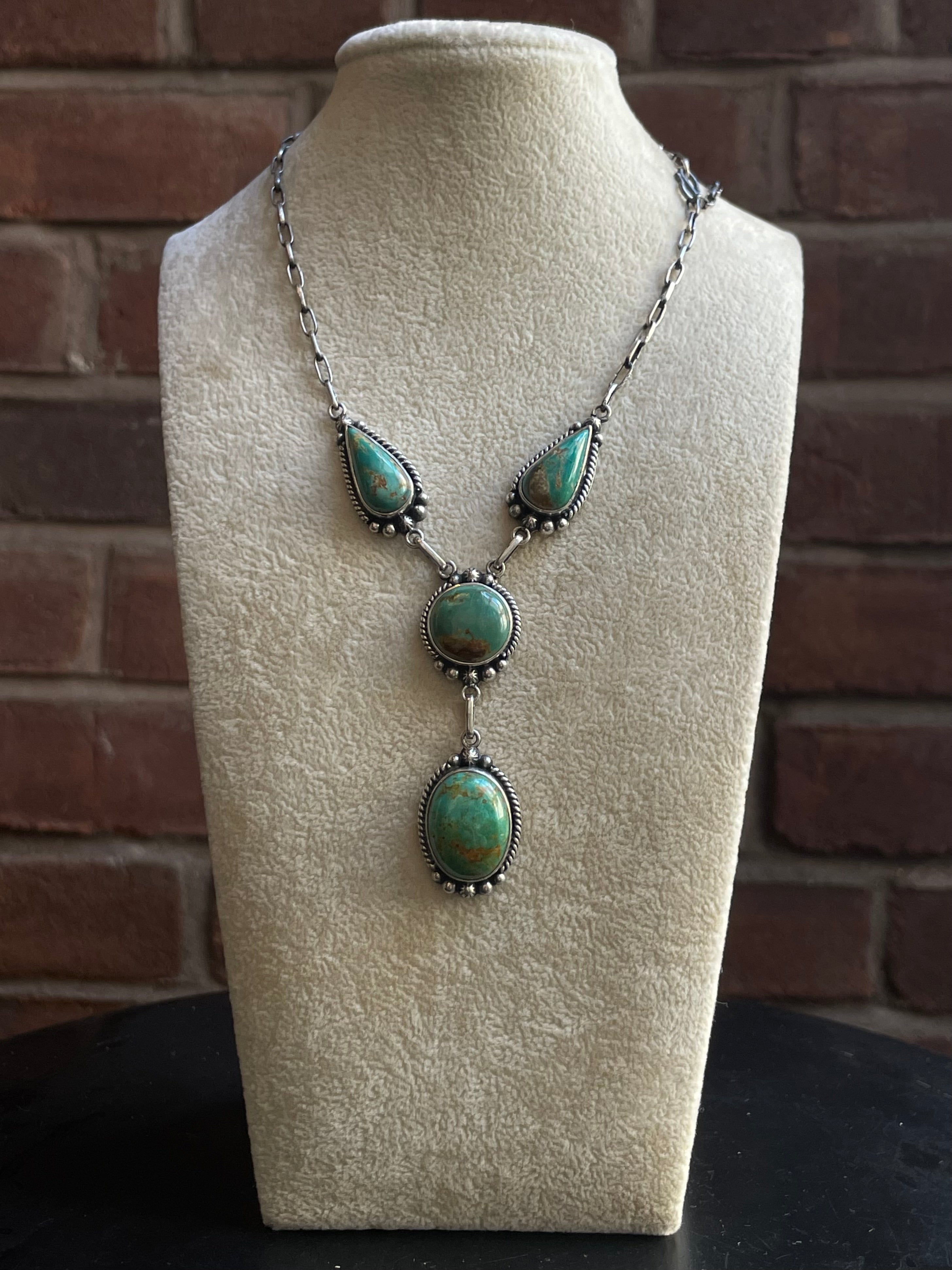 Kingman Turquoise Lariat Necklace | 925 Sterling Silver G608
