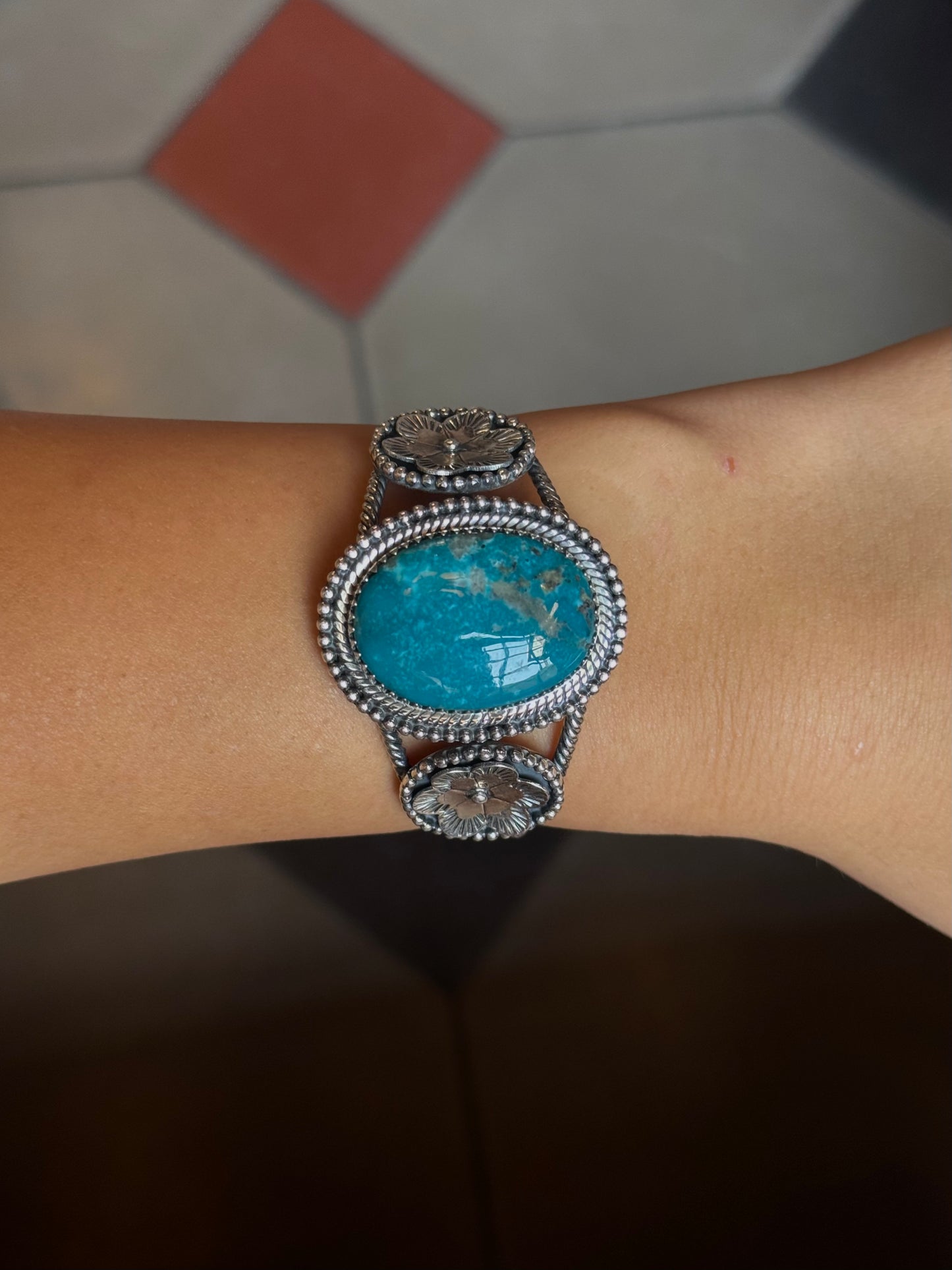 Turquoise Oval Cuff | Sterling Silver | A847