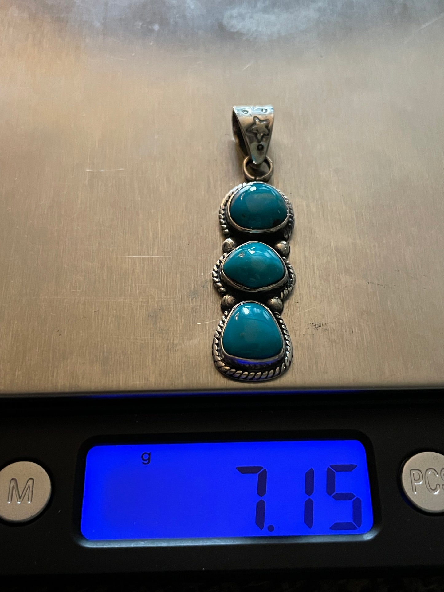 Turquoise 3 Stone Pendant | Sterling Silver 925 B851