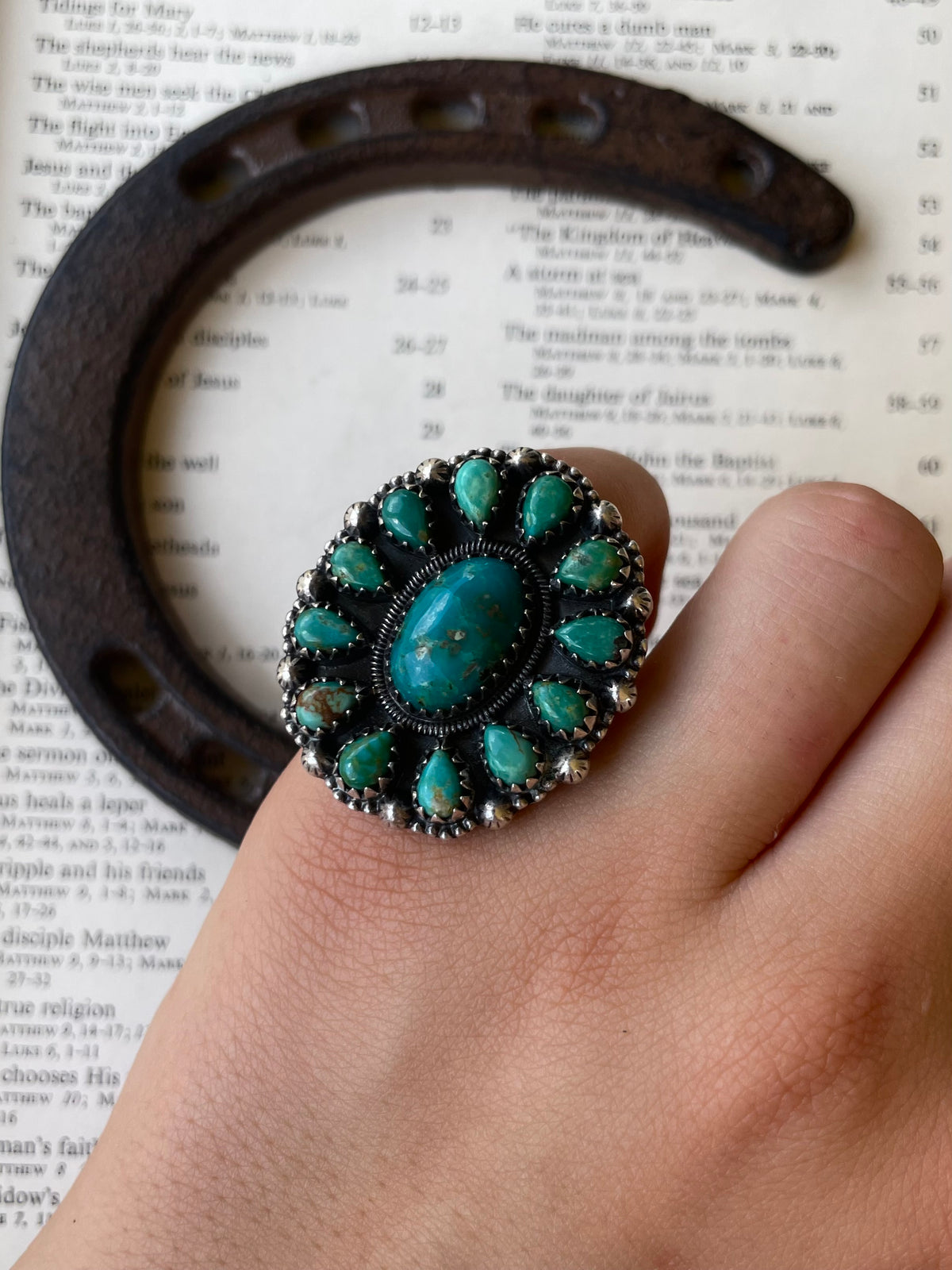 Turquoise Cluster Ring Size 6.25 | 925 Sterling Silver G750