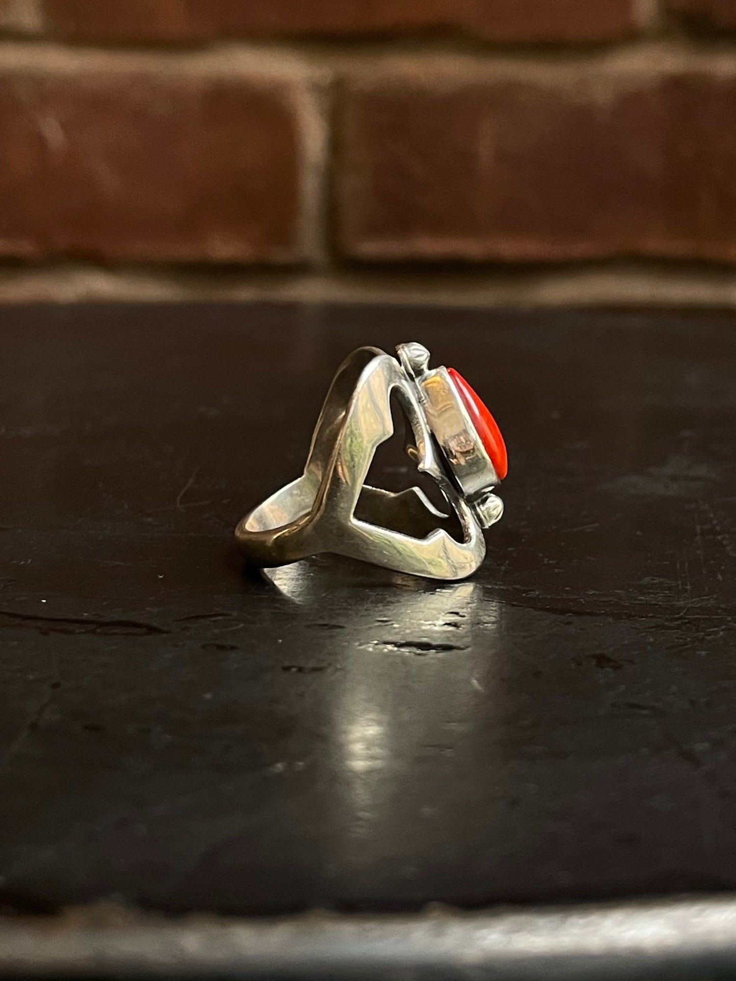 Spiny Oyster Tear Drop Ring Size 8.5 | 925 Sterling Silver G194