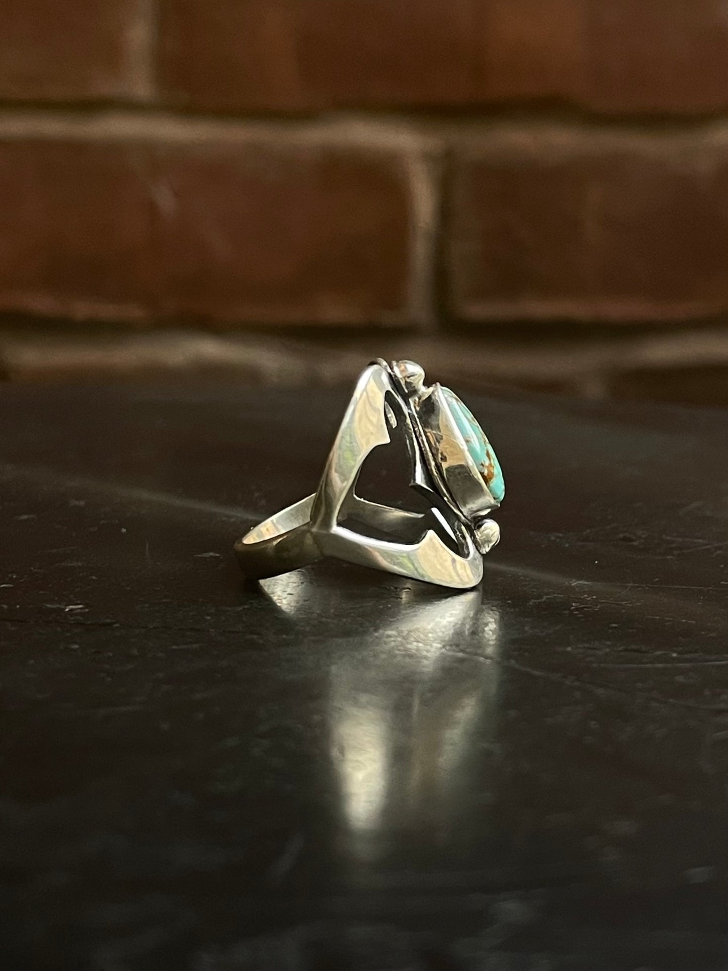 Kingman Turquoise Teardrop Ring | Sterling Silver | Size 8 G313
