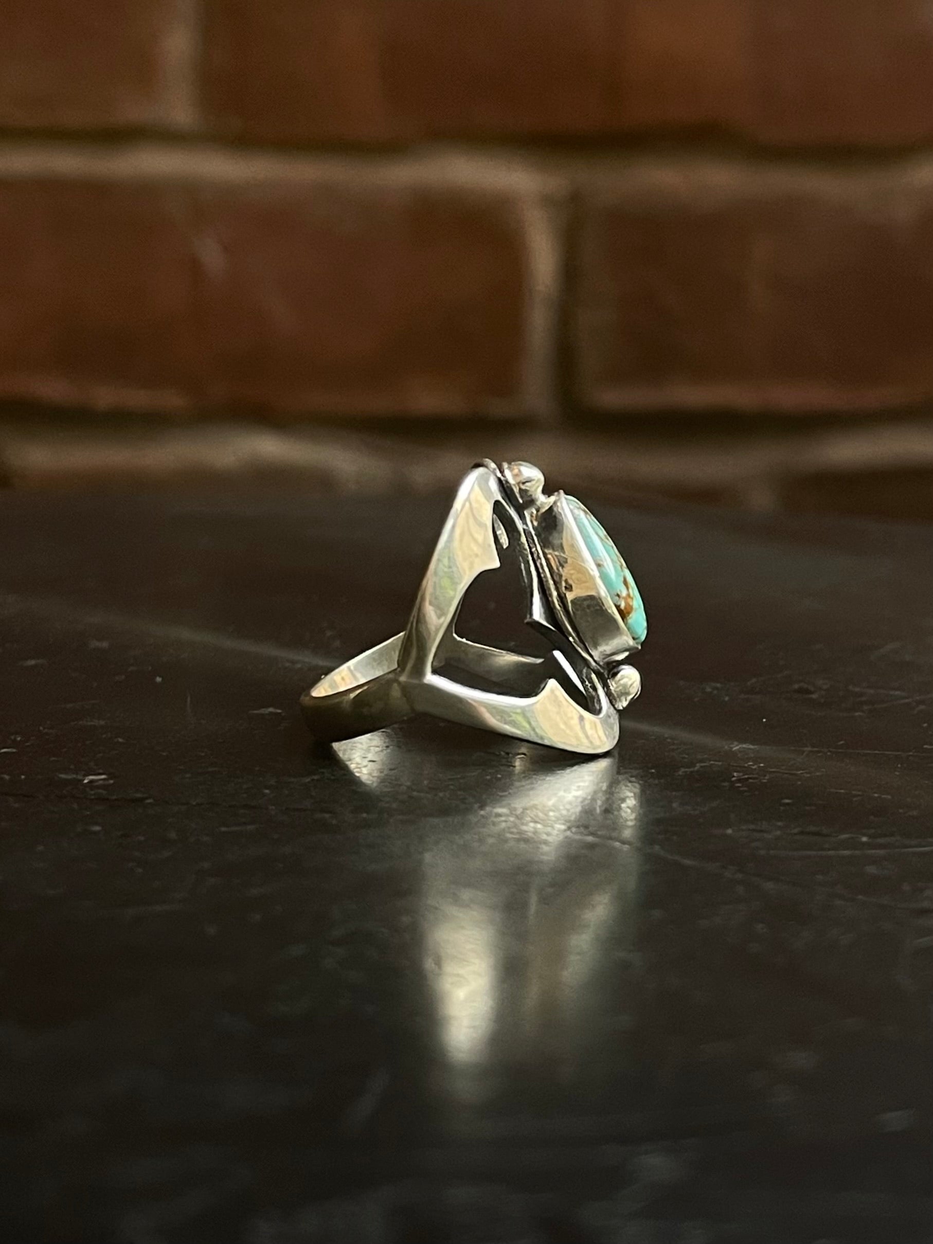 Kingman Turquoise Teardrop Ring | Sterling Silver | Size 8 G313