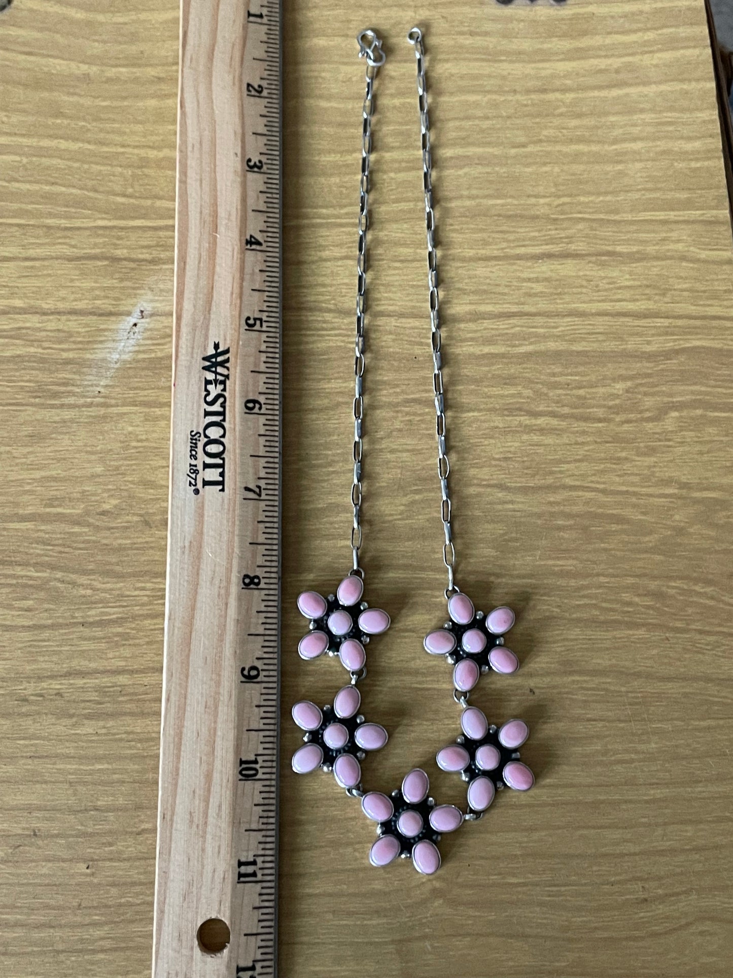 Pink Conch Necklace | Multi Blossom Cluster | 925 Silver E562