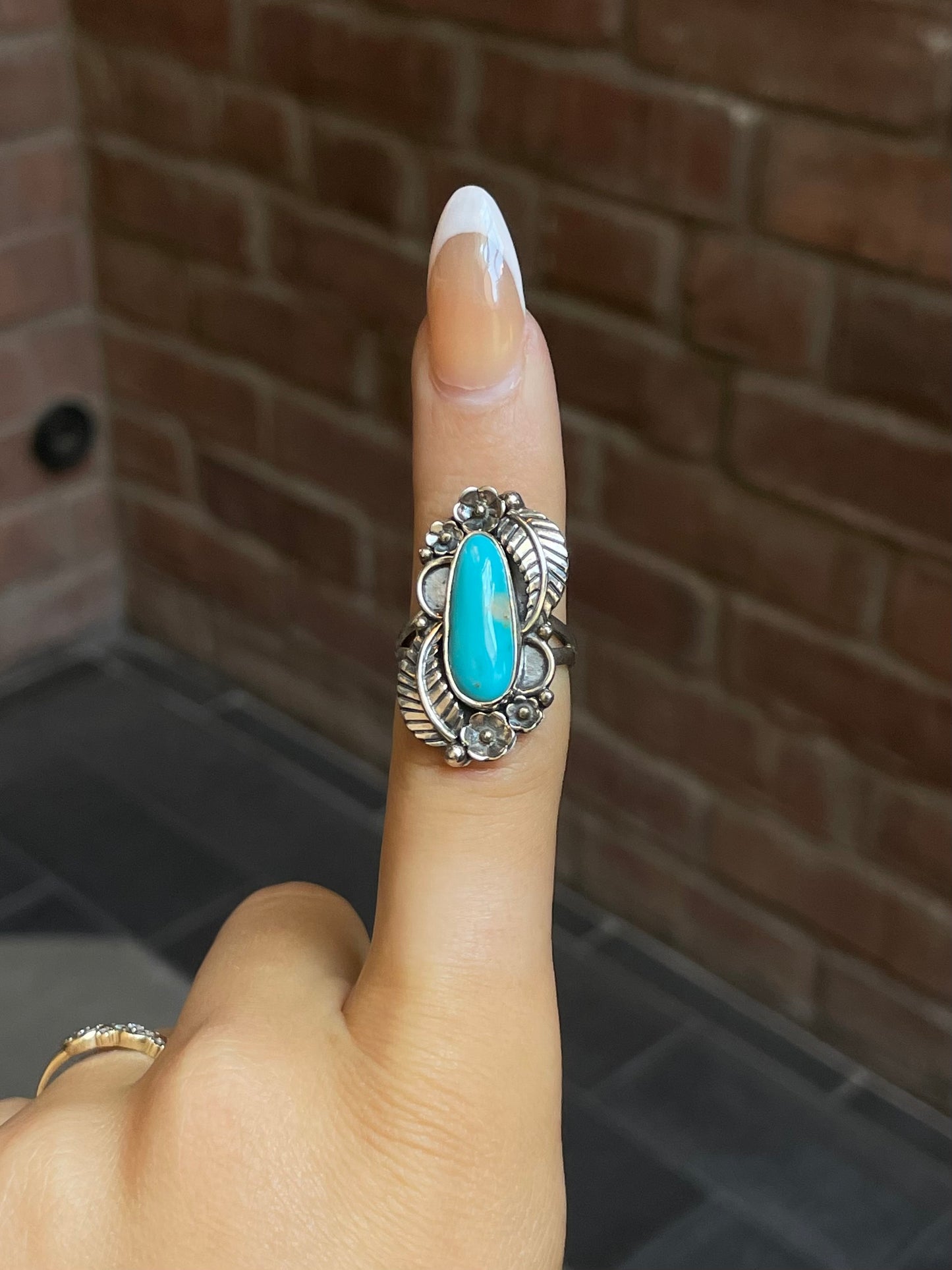 Turquoise Feather Ring Size 7 | Sterling Silver E887