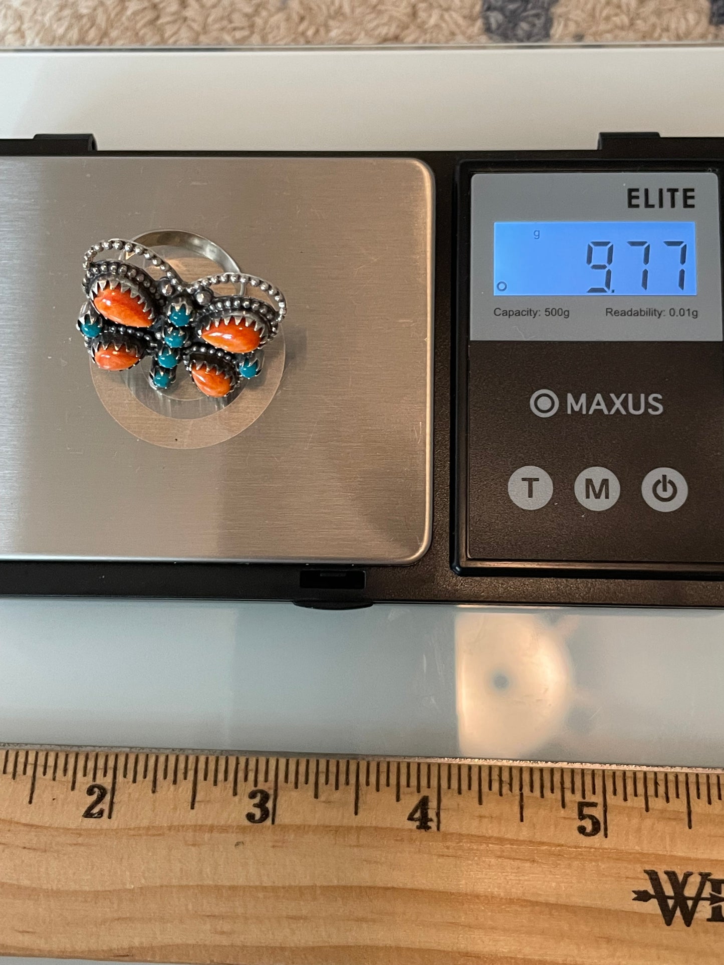 Spiny Oyster & Turquoise Butterfly Ring Size 7 | 925 Sterling Silver G200