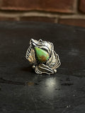 Kingman Turquoise Feather Ring Size 7 | 925 Sterling Silver Southwest E196