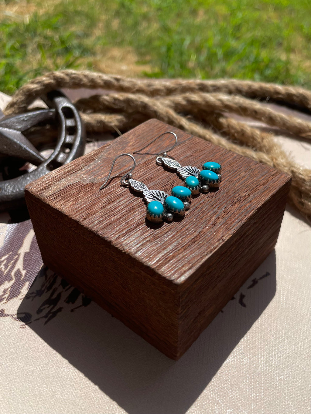 Turquoise Cluster Dangle Earrings | 925 Sterling Silver G709