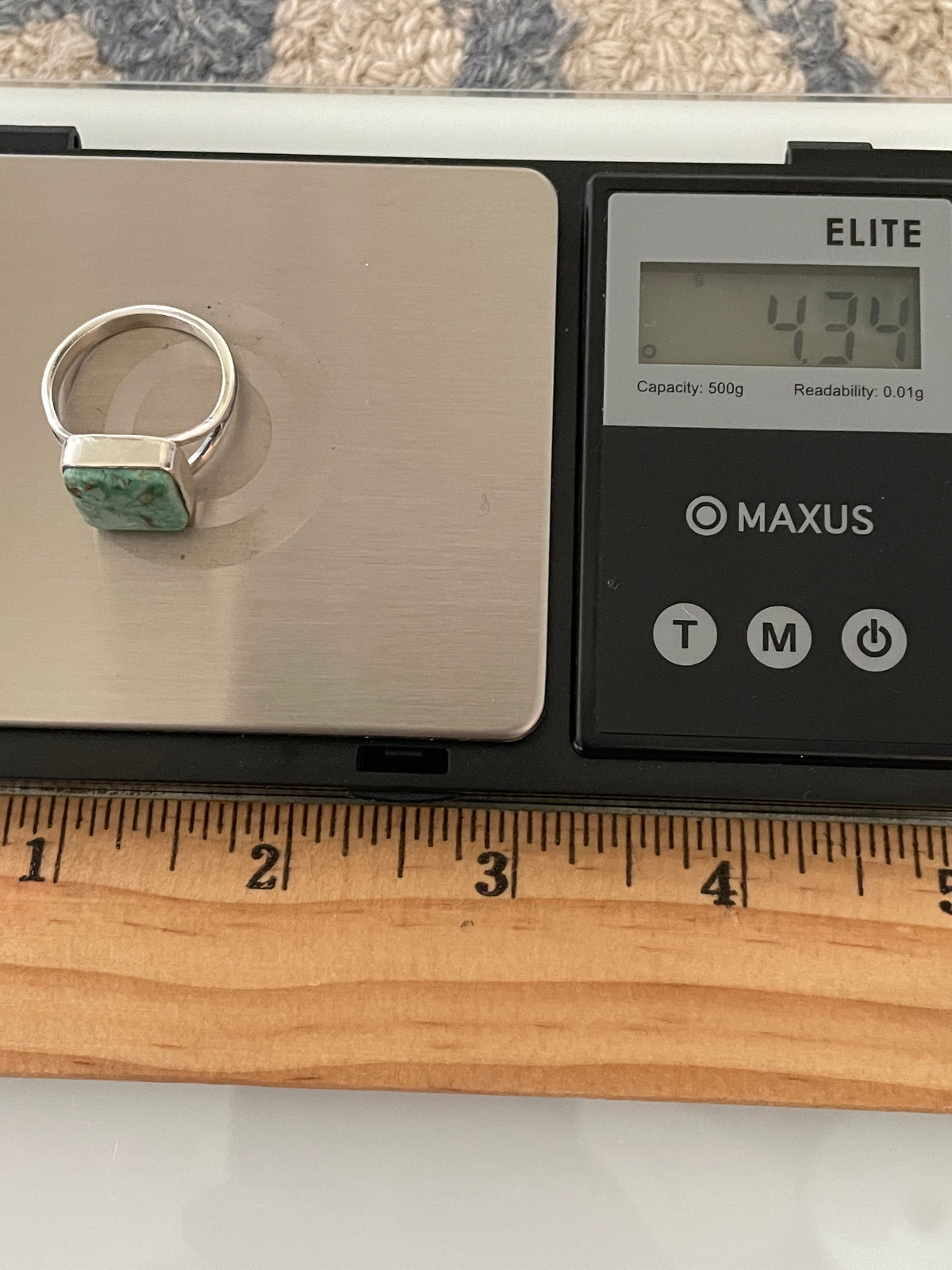 Turquoise Square Ring Size 7.75 | 925 Sterling Silver G761
