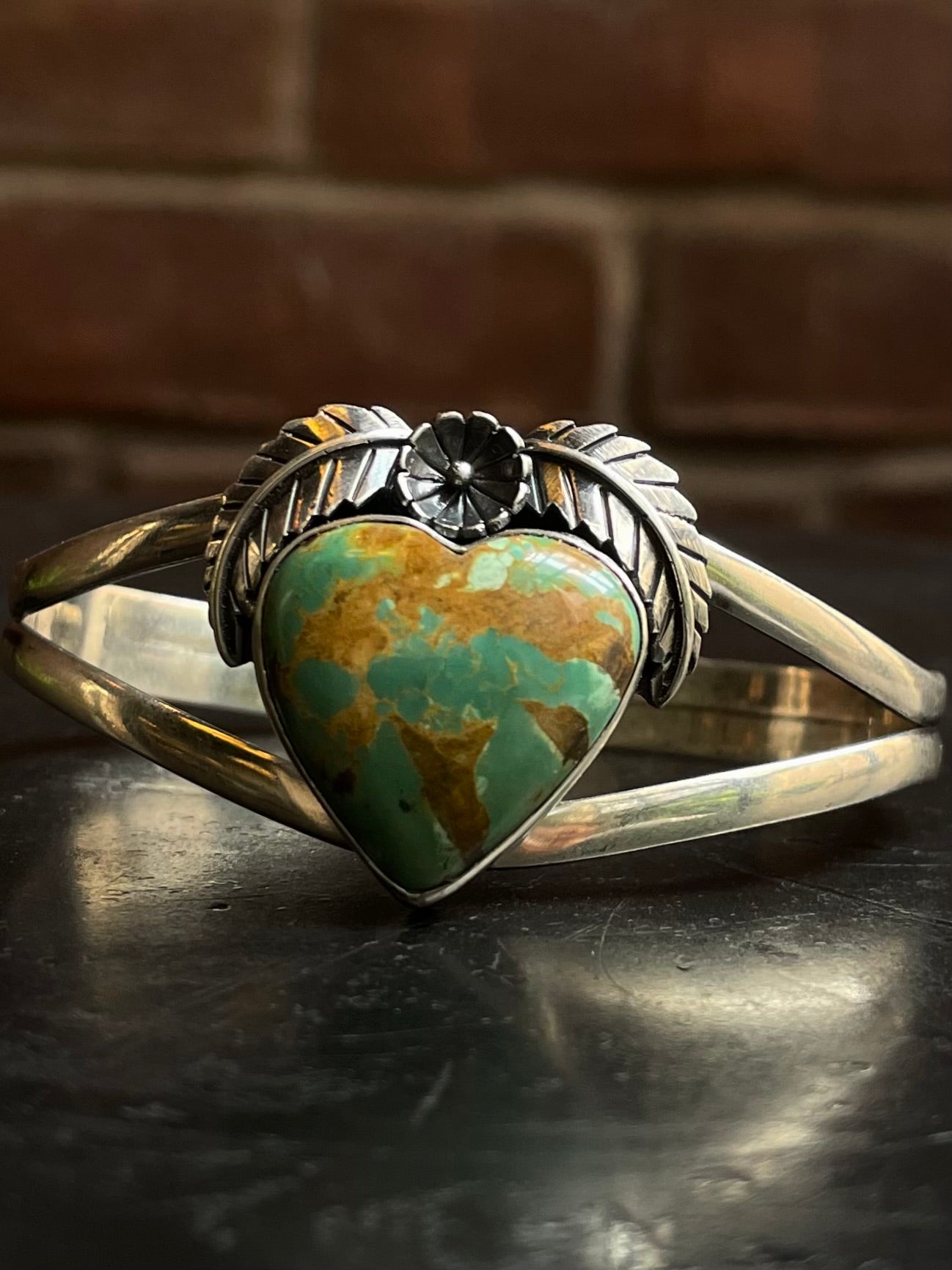 Turquoise Heart Cuff Bracelet | 925 Sterling Silver G319