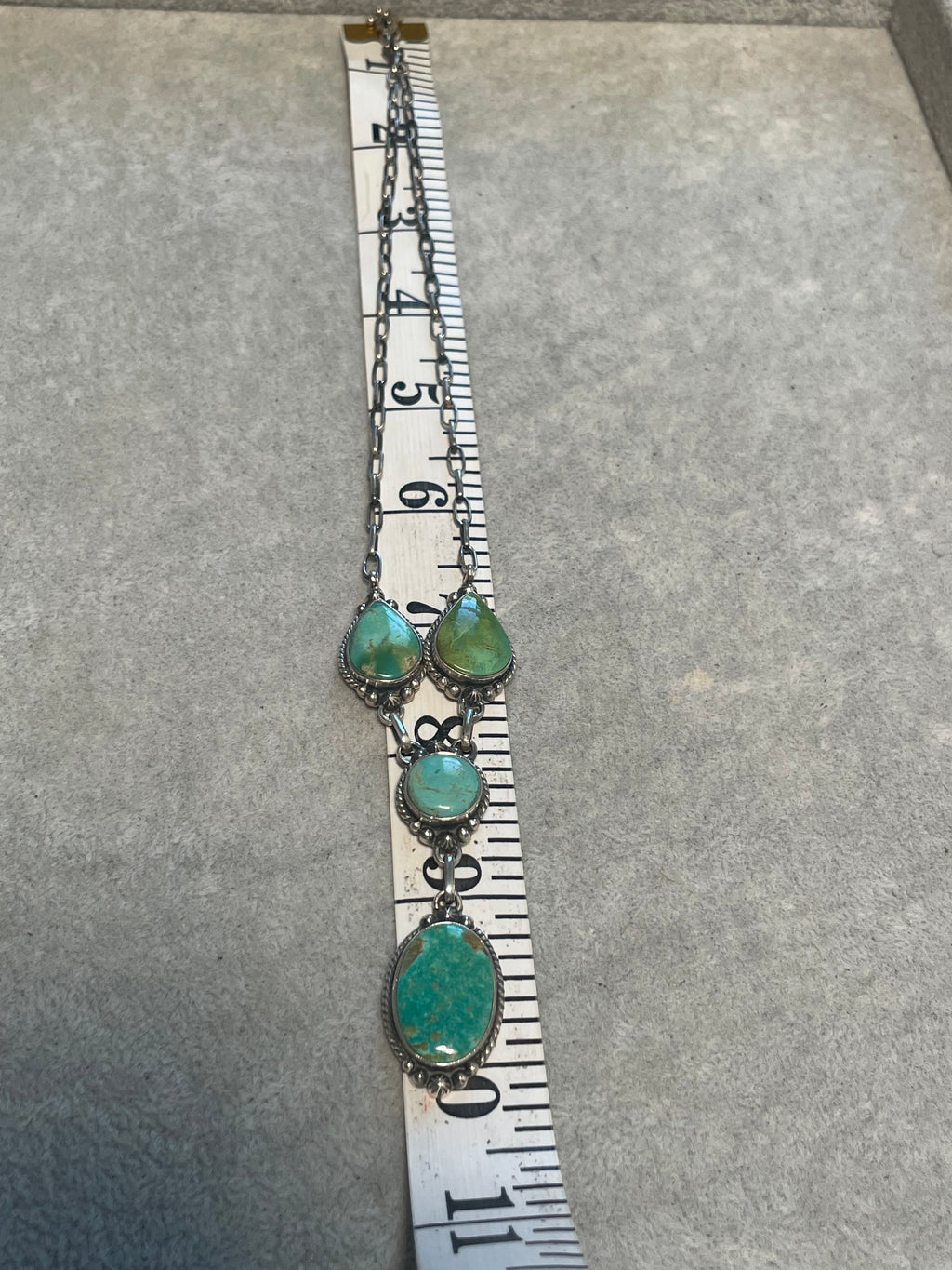 Kingman Turquoise Cluster Necklace | 925 Sterling Silver D217