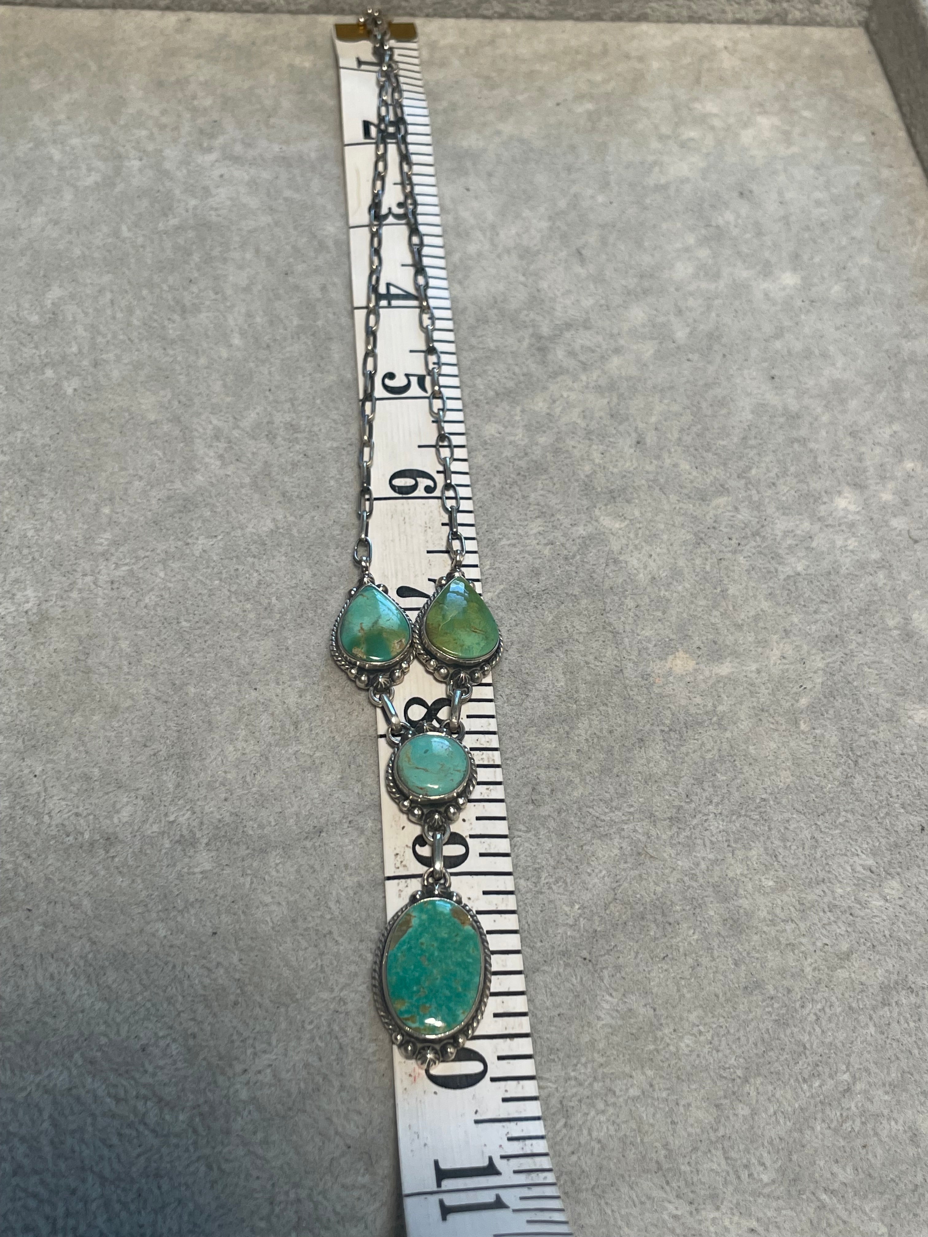 Kingman Turquoise Cluster Necklace | 925 Sterling Silver D217
