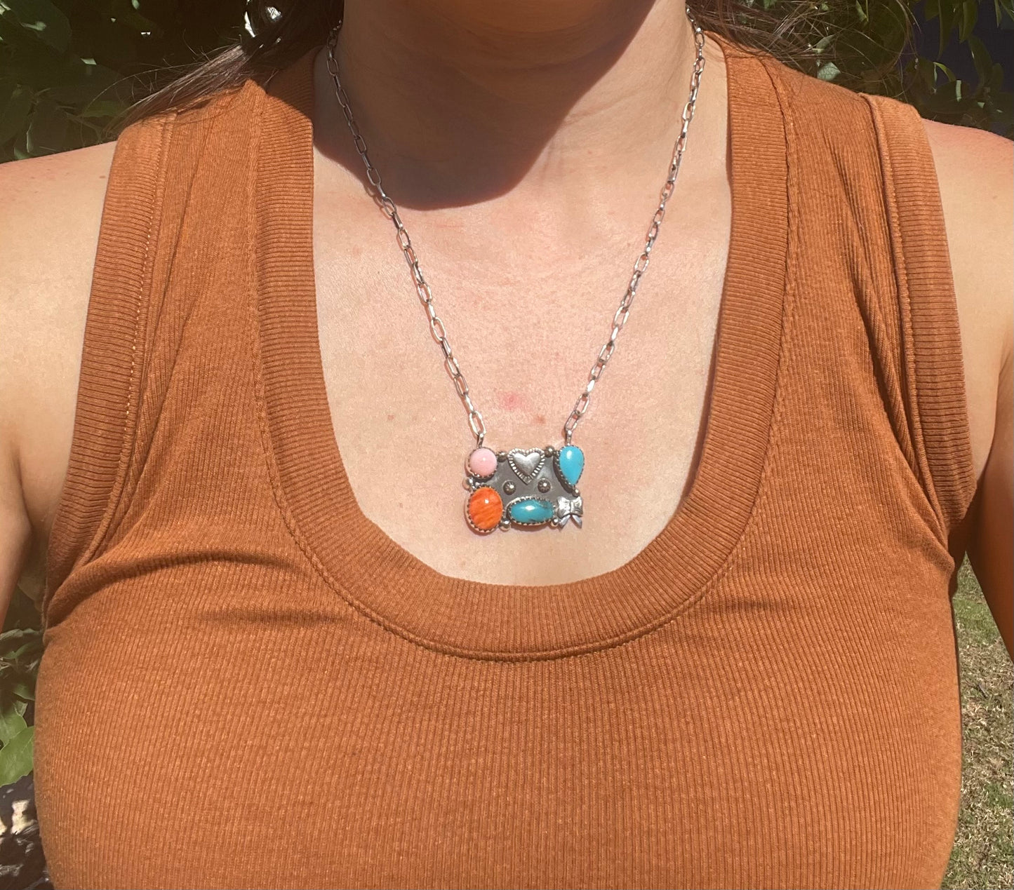 Pink Conch Spiny Turquoise Necklace | 925 Sterling Silver D129