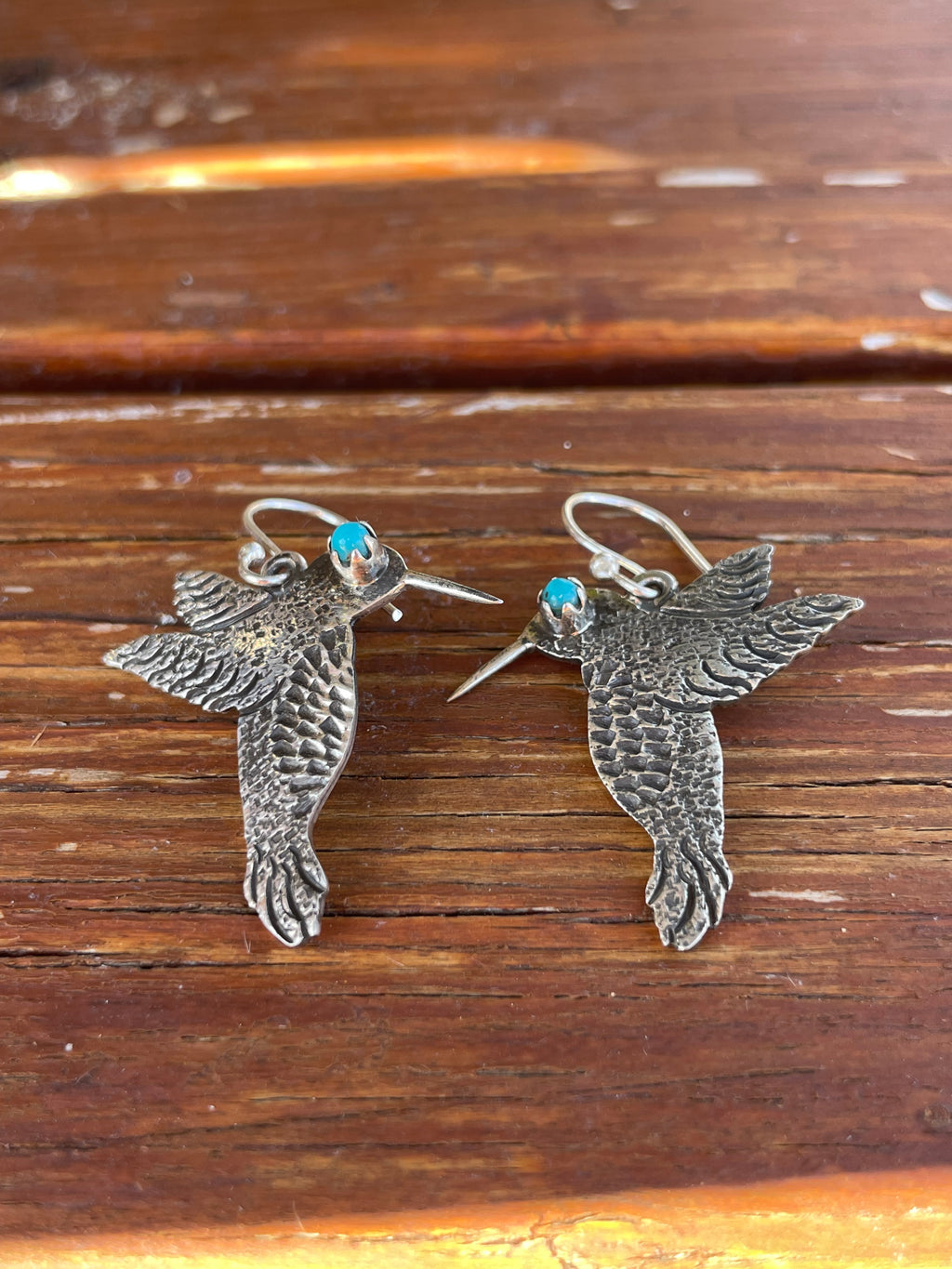 Kingman Turquoise Hummingbird Dangle Earrings | 925 Sterling Silver B920