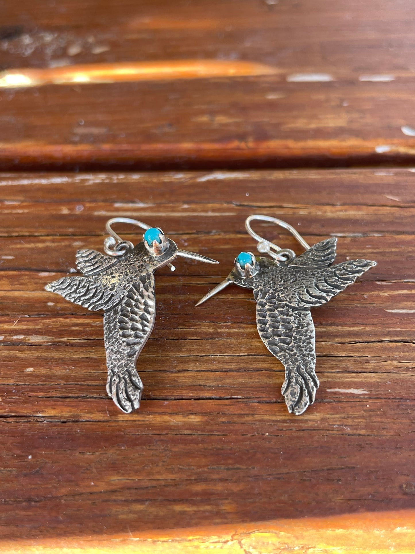 Kingman Turquoise Hummingbird Dangle Earrings | 925 Sterling Silver B920