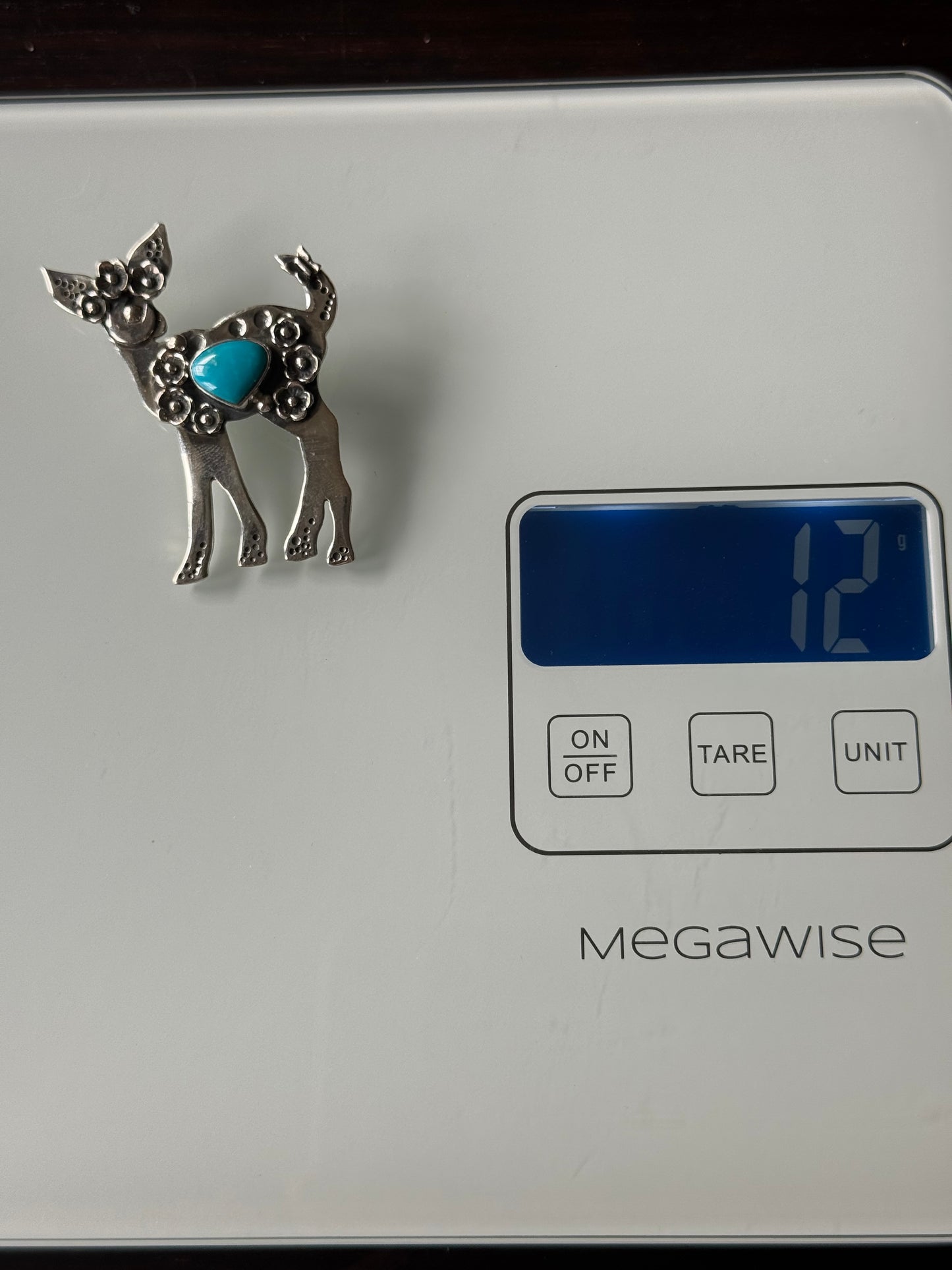 Kingman Turquoise Deer Pendant 2.8 inches | Sterling Silver | A790