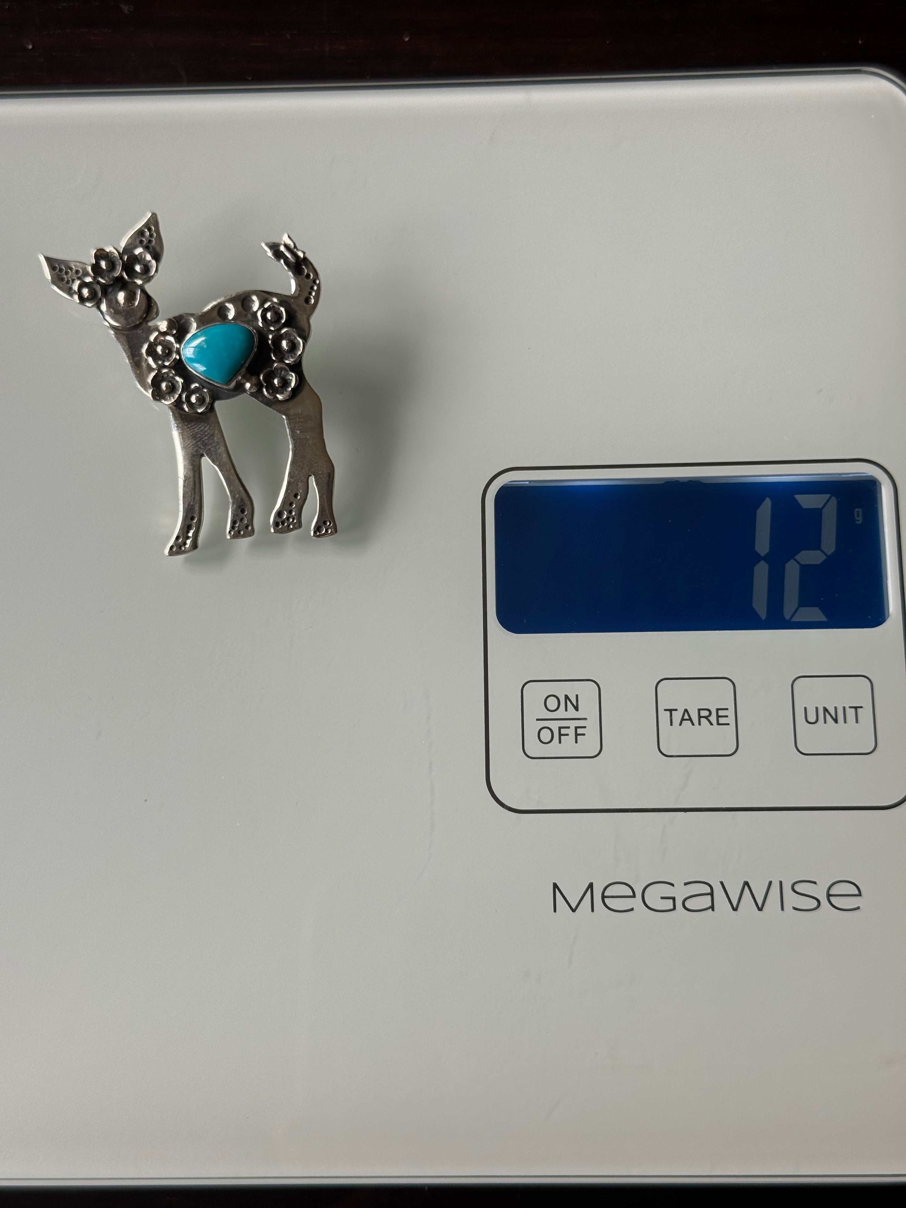 Kingman Turquoise Deer Pendant 2.8 inches | Sterling Silver | A790