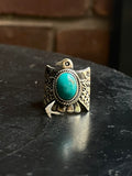 Kingman Turquoise Thunderbird Ring | 925 Sterling Silver | Size 6.5 E306