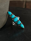 Kingman Turquoise Row Ring Size 8.5 | 925 Sterling Silver G587