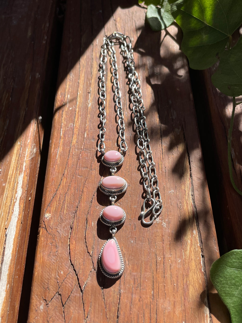 Pink Conch Drop Pendant Necklace | Sterling Silver 925 | B871