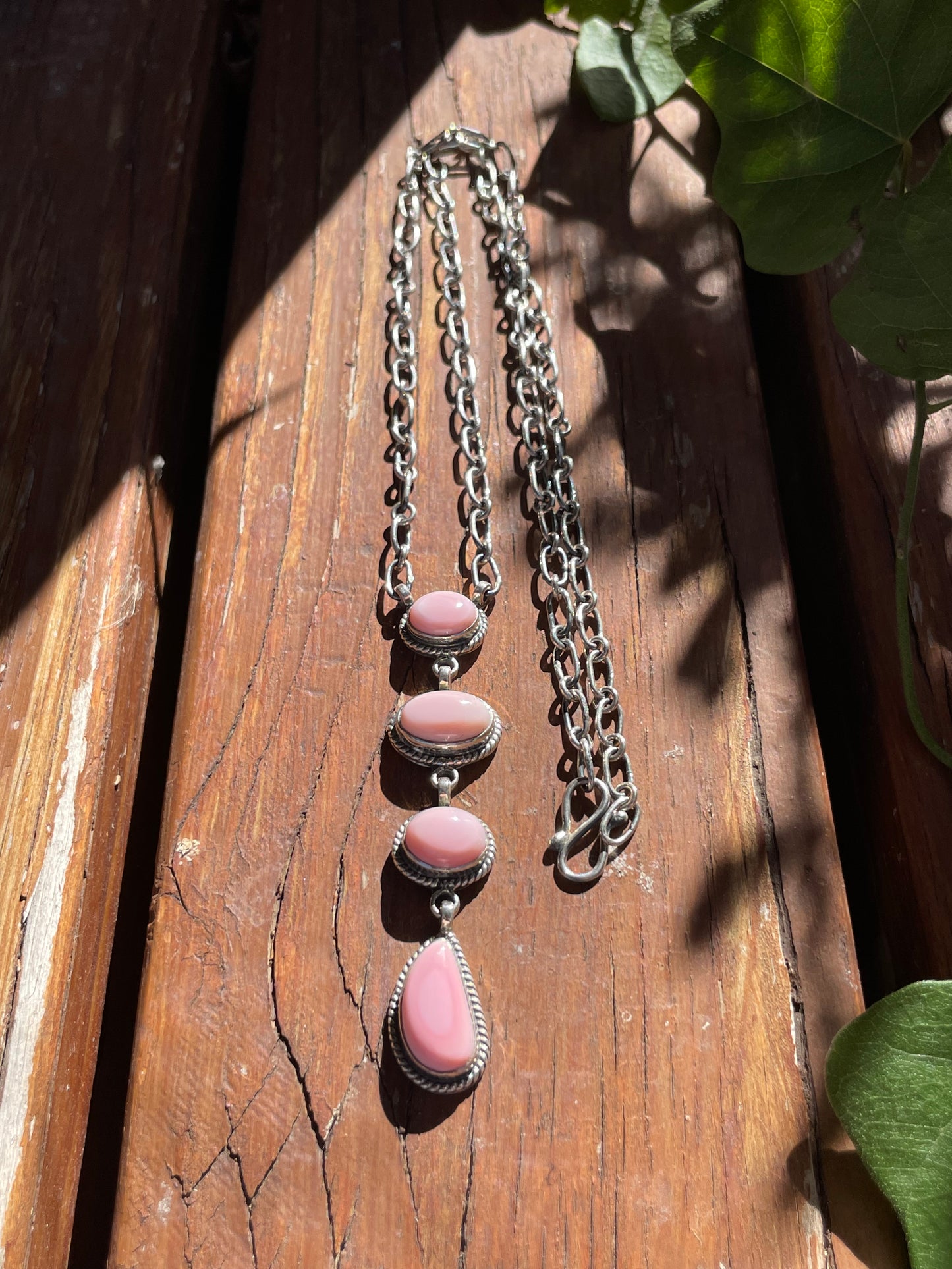 Pink Conch Drop Pendant Necklace | Sterling Silver 925 | B871