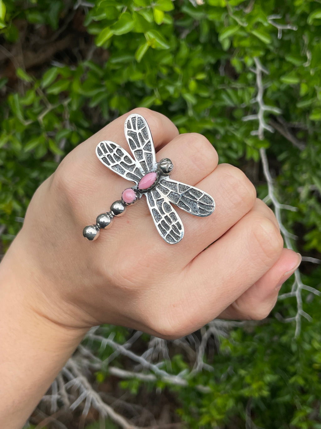 Pink Conch Dragonfly Ring Size 6 | 925 Sterling Silver B639