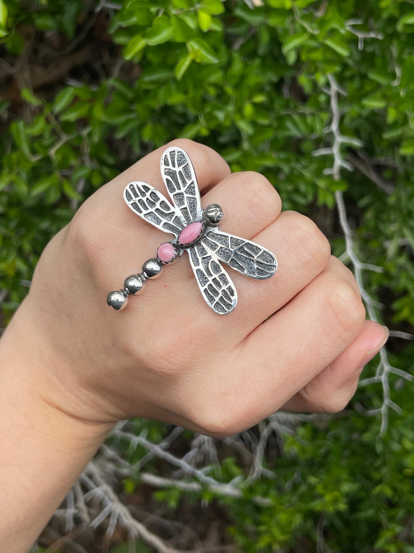 Pink Conch Dragonfly Ring Size 6 | 925 Sterling Silver B639